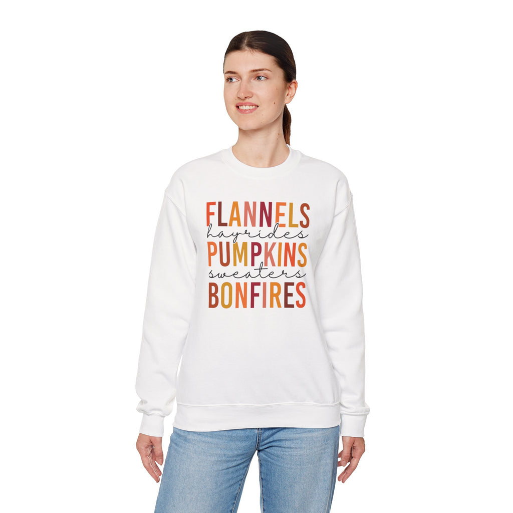 Flannels Hayrides Pumpkins Sweatshirt | Rustic Bonfires & Sweaters Crewneck | Cr8tive Designs