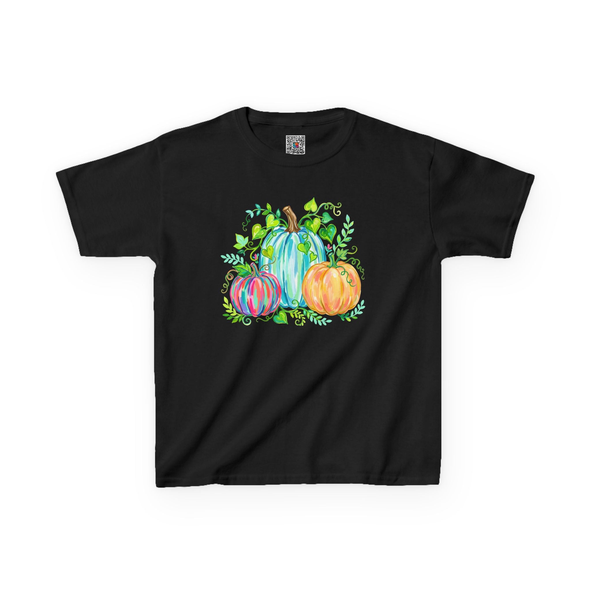 Colorful Watercolor Pumpkins Kids Tee | Bright Fall Graphic T-Shirt | Cr8tive Designs