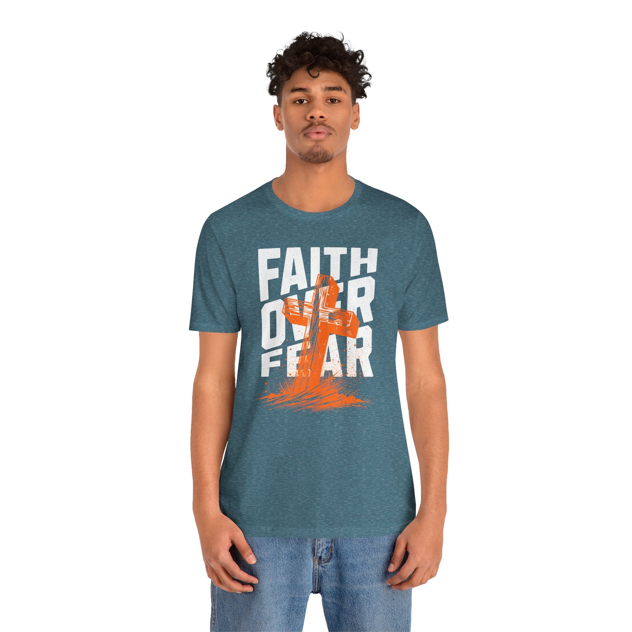 Faith Over Fear Tee | Christian Cross Inspirational Short Sleeve Shirt | Cr8tive Designs