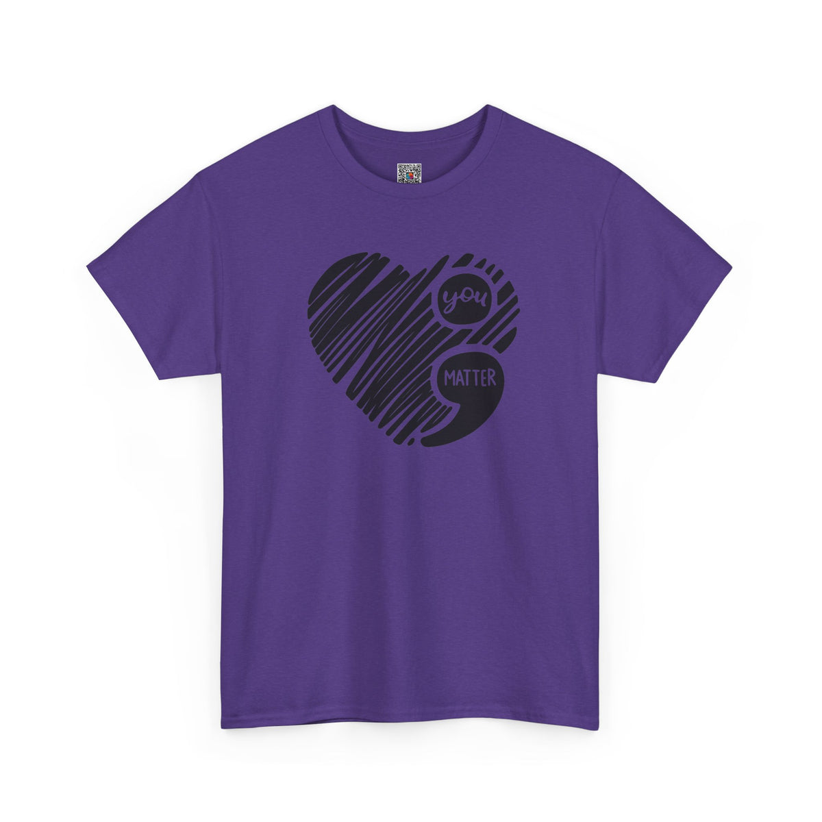 You Matter Semicolon Heart T-Shirt | Mental Health Awareness Graphic Tee | Cr8tive Designs