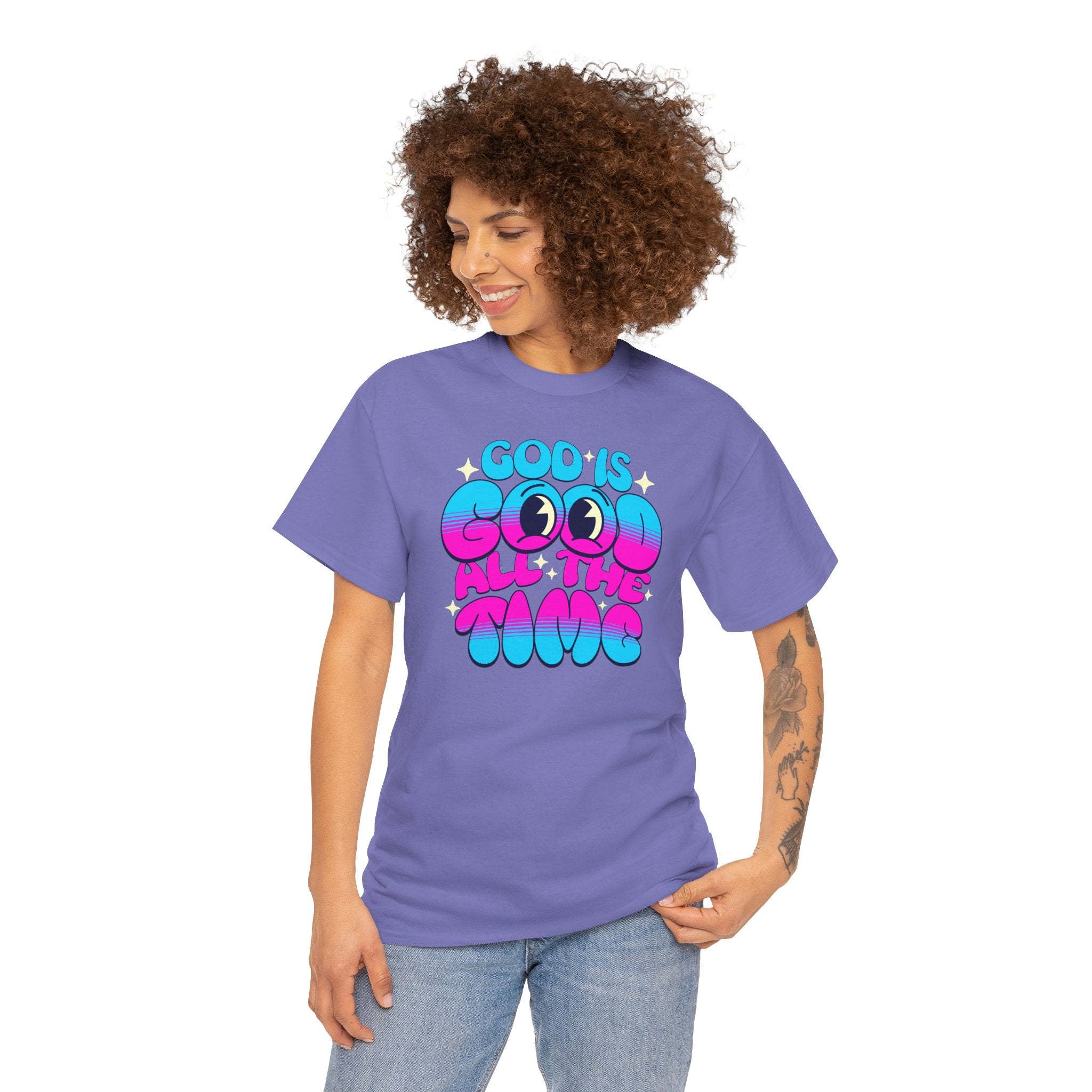 God Is Good All The Time T‑Shirt | Retro Bubble Letter Faith Tee | Cr8tive Designs