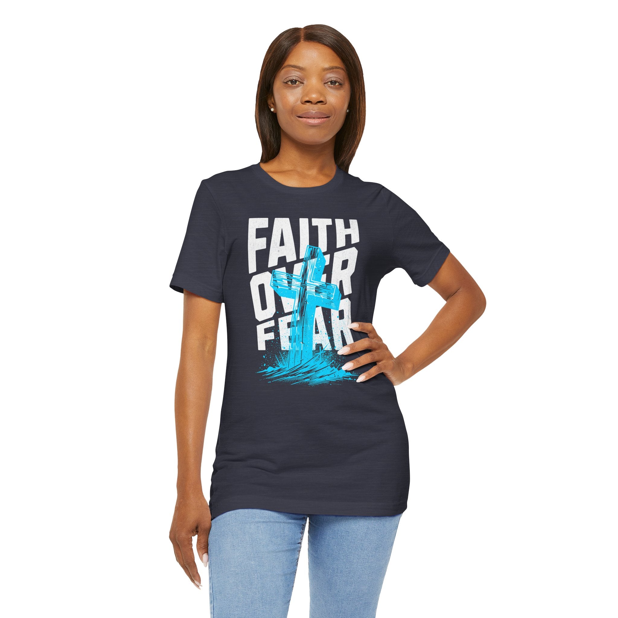 Faith Over Fear T-Shirt | Christian Cross Inspirational Tee | Cr8tive Designs