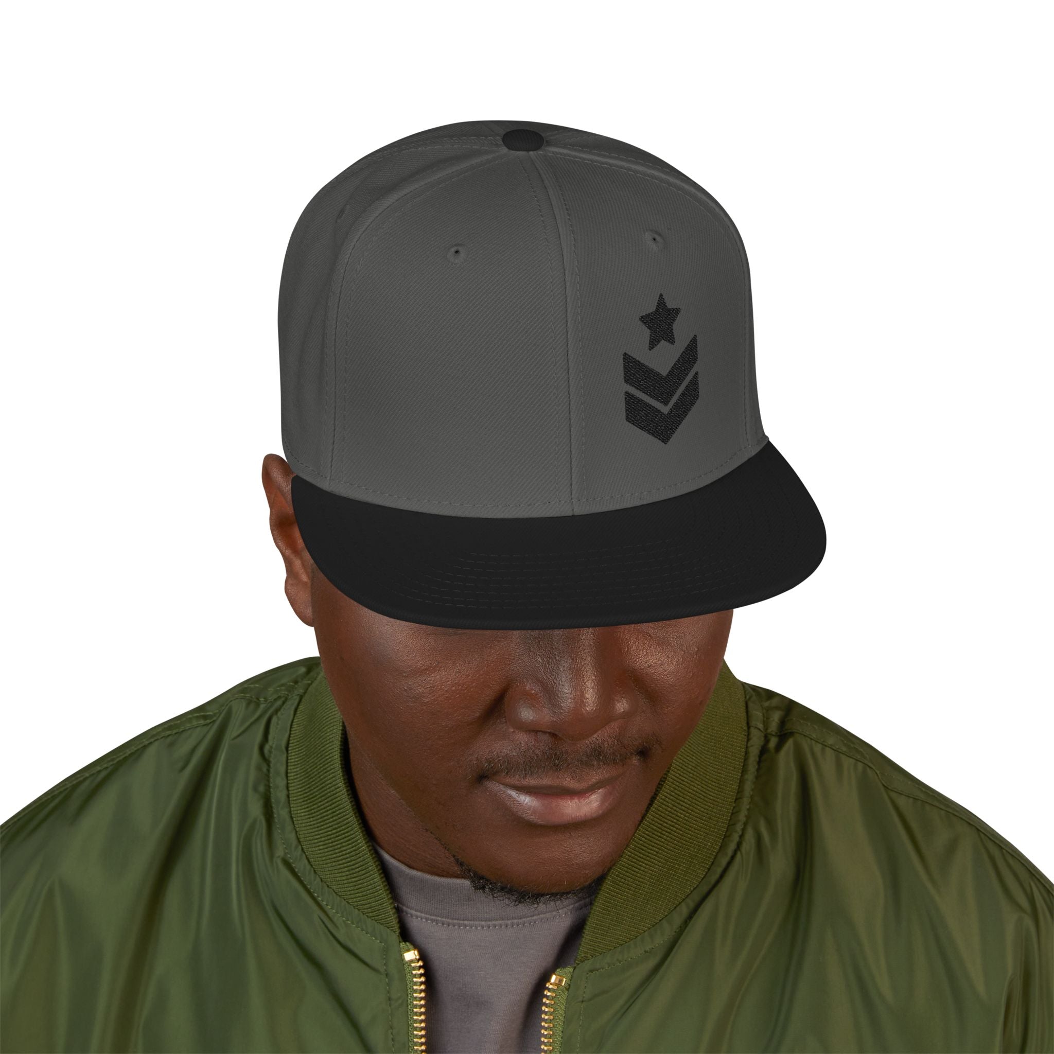 Embroidered Rank Chevron Snapback Hat /Cr8tive Designs