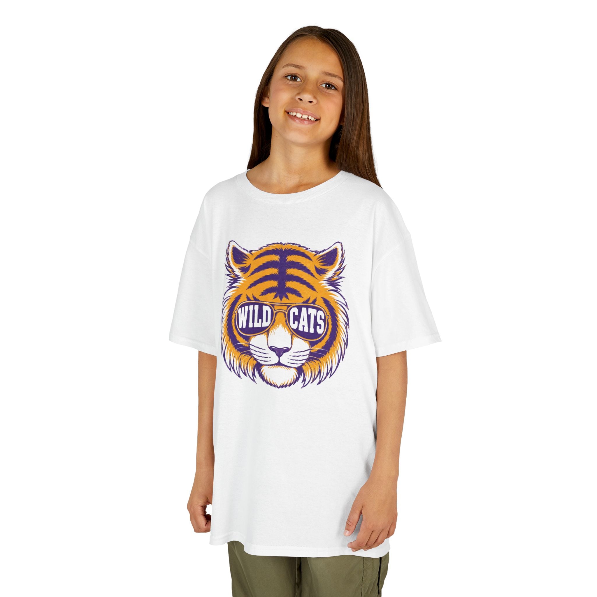 "Wildcats" Sunglasses Tiger Youth T-Shirt | School Mascot Youth Apparel | Cr8tive Designs