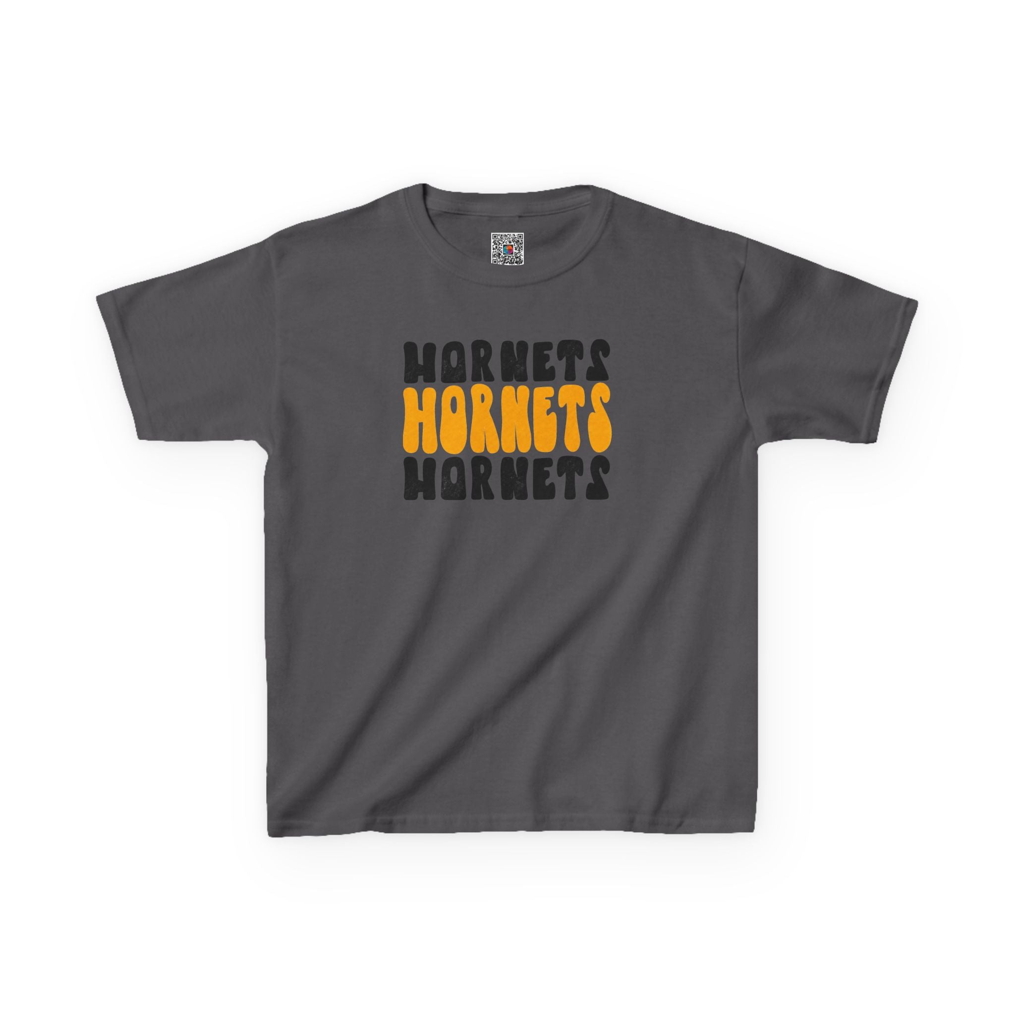 Retro Groovy Hornets Youth T-Shirt | Wavy Stacked School Spirit Mascot Tee | Cr8tive Designs