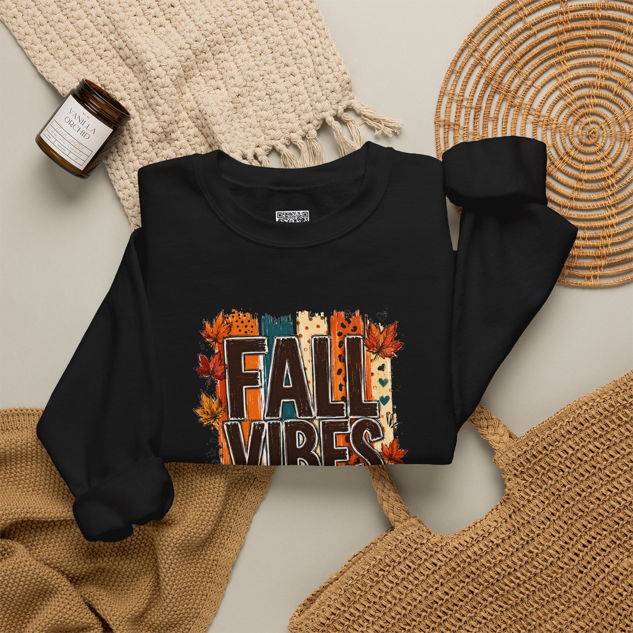 Fall Vibes Pumpkin Sweatshirt | Colorful Autumn Crewneck | Cr8tive Designs