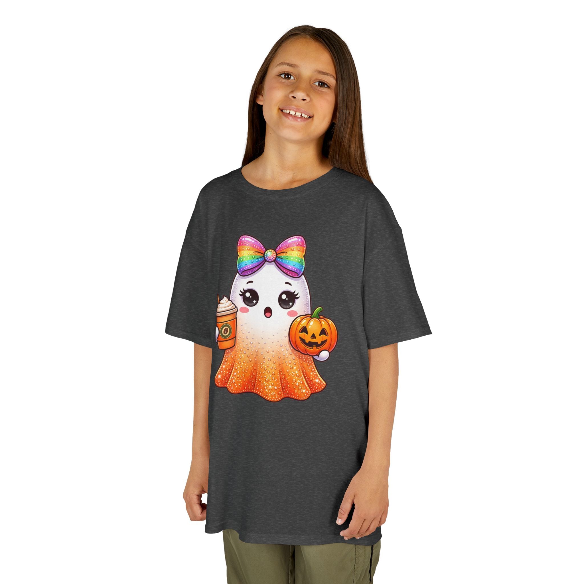 Glitter Pumpkin Ghost T-Shirt | Halloween Kids Graphic Tee | Cr8tive Designs