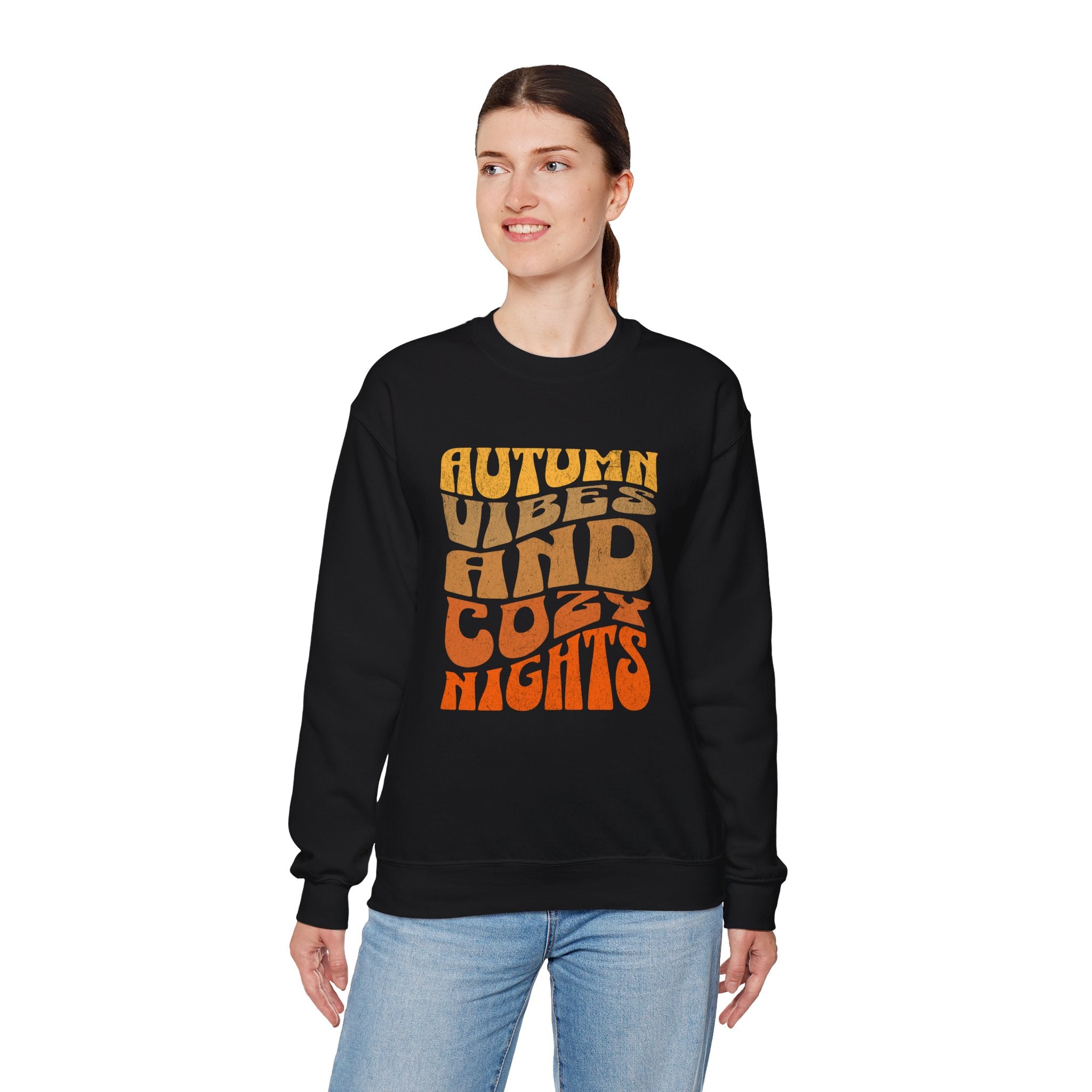 Autumn Vibes and Cozy Nights Sweatshirt | Retro Wavy Fall Crewneck | Cr8tive Designs