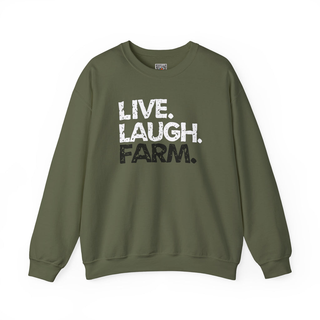 Live Laugh Farm Sweatshirt | Rustic Country Crewneck | Cr8tive Designs