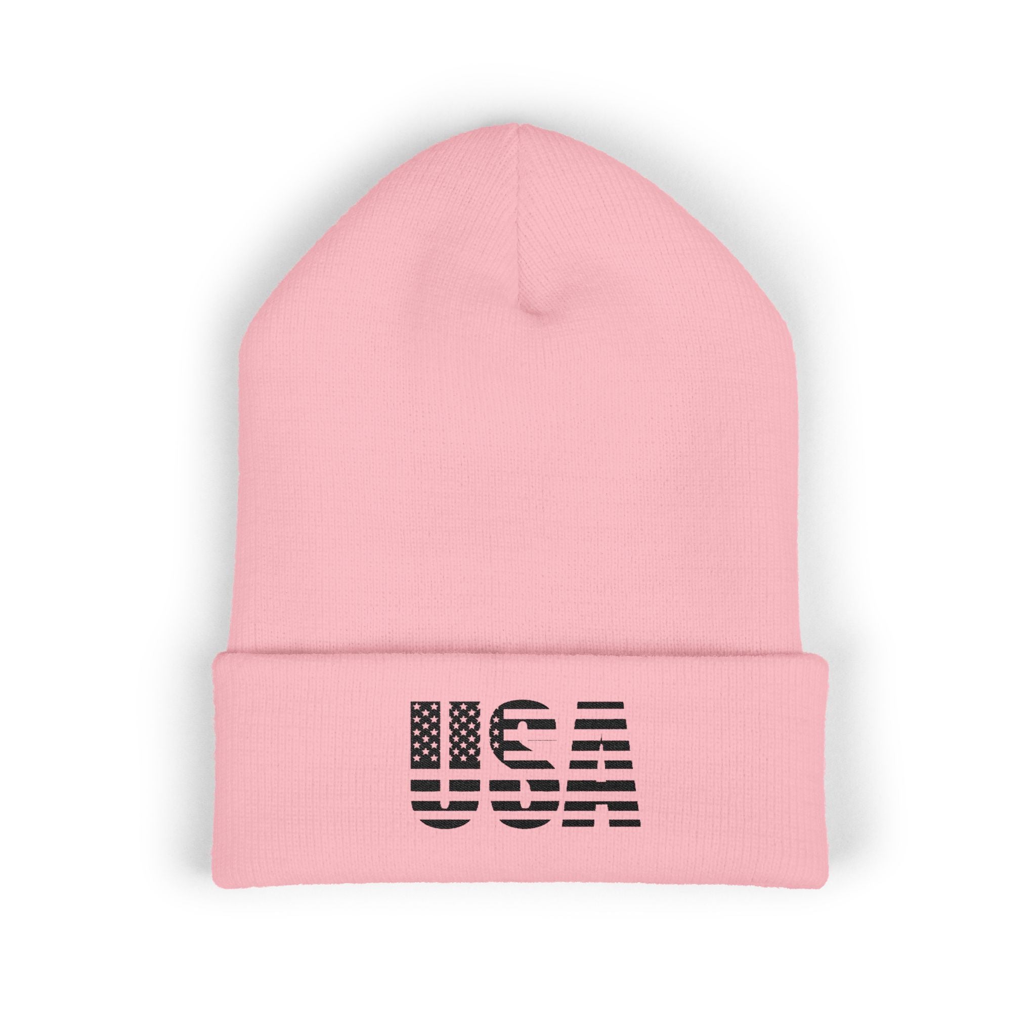 USA Flag Embroidered Cuffed Beanie