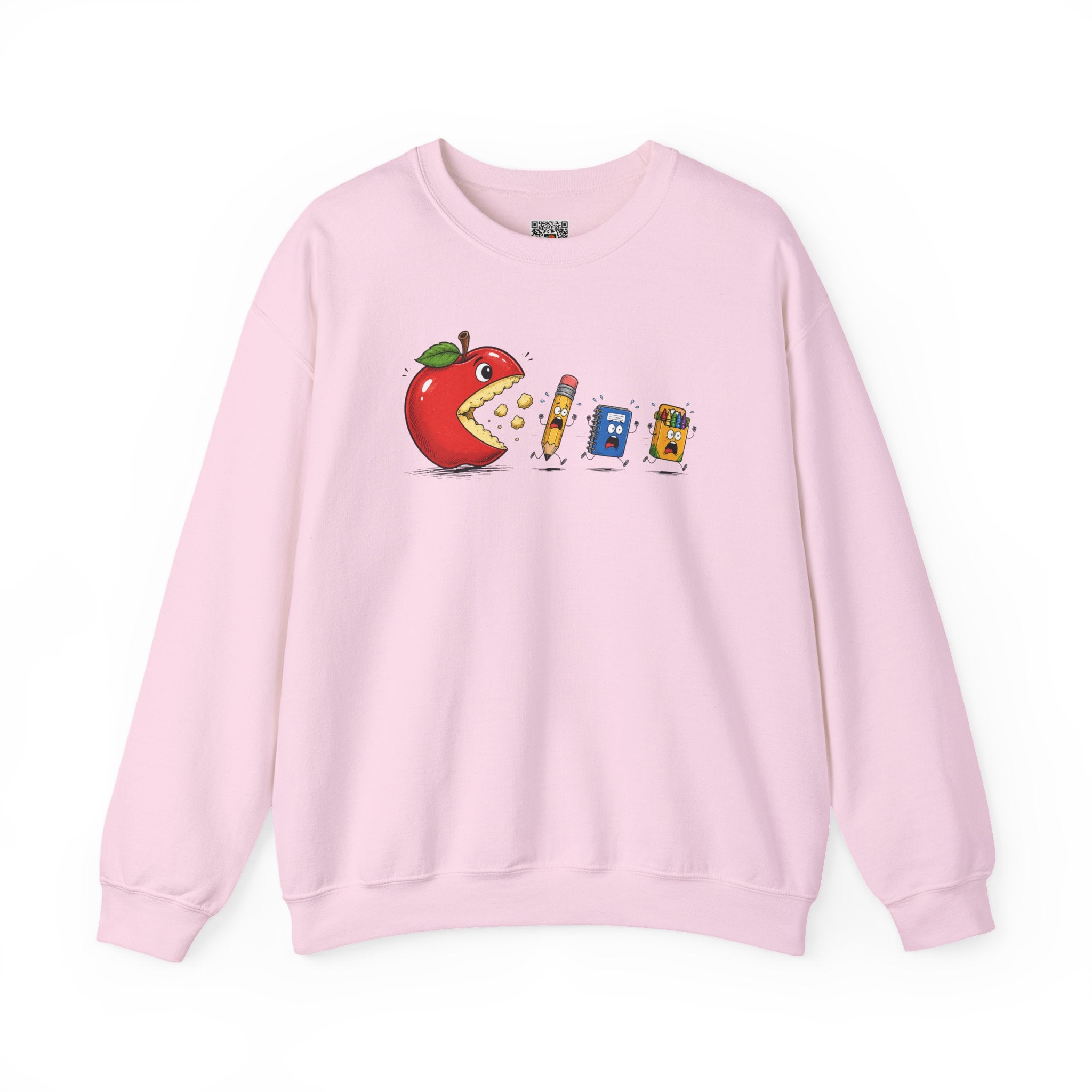 Crewneck Sweatshirt | Playful 'Apple Pac-Man' Back-to-School Graphic | Cr8tive Designs