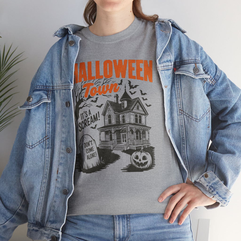 Halloween Town Haunted House Graphic T-Shirt | Spooky Season Vintage Halloween Tee | Cr8tive Designs