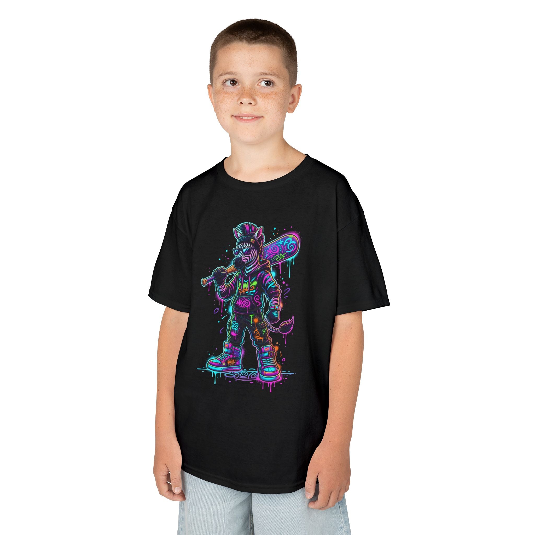 Kids Tee | Neon Zebra Street Warrior Graphic Tee | Cr8tive Designs