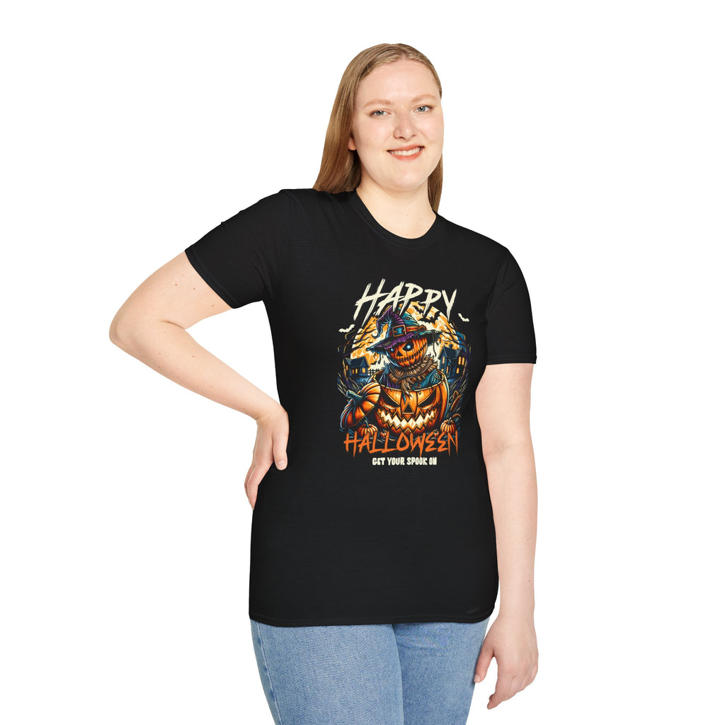 Happy Halloween Scarecrow Pumpkin Tee | Spooky Fall Graphic Shirt | Cr8tive Designs