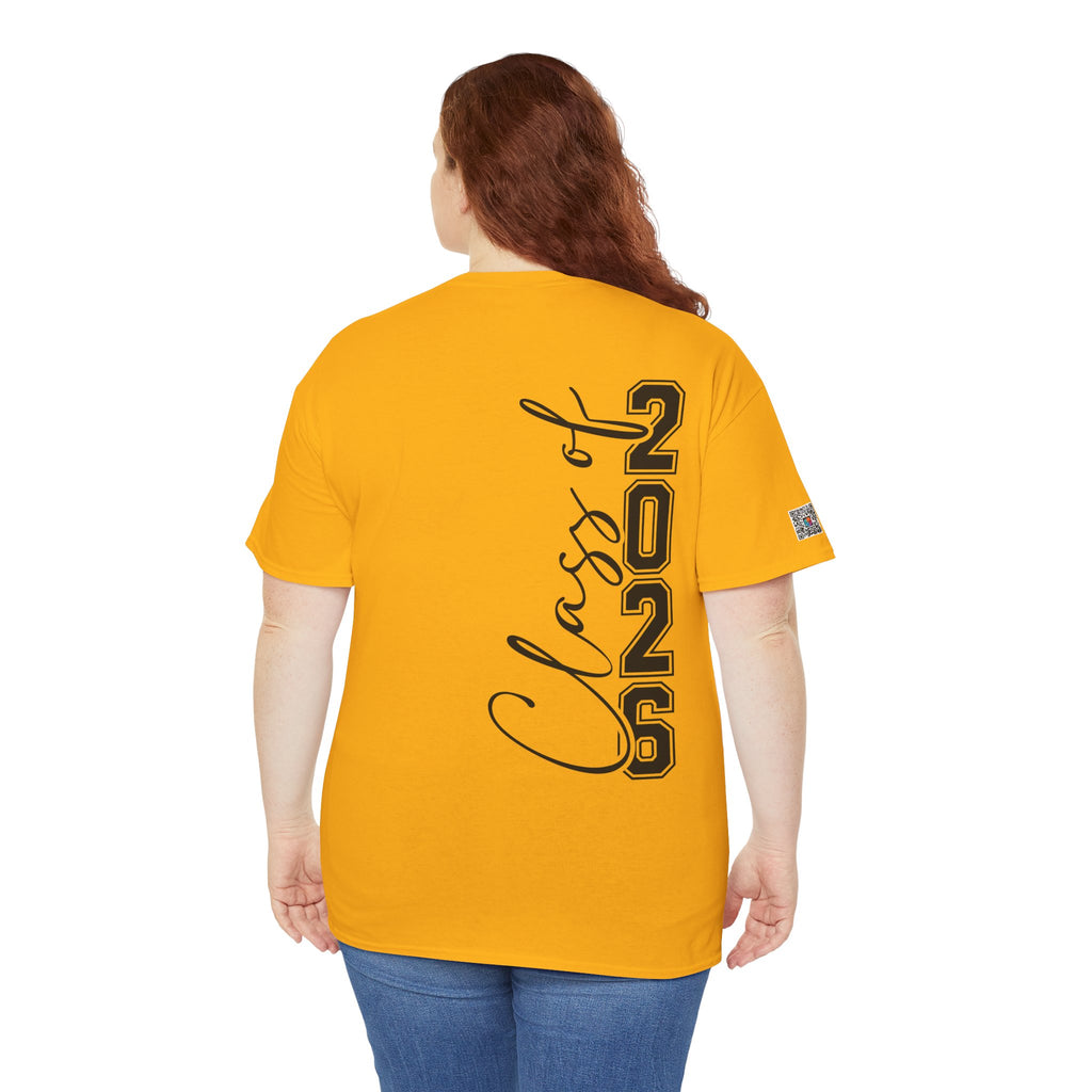 Senior 2026 Script Back T-Shirt | Vertical Graduation Tee | Trendy Senior Shirt | Unisex Fit | Cr8tive Designs
