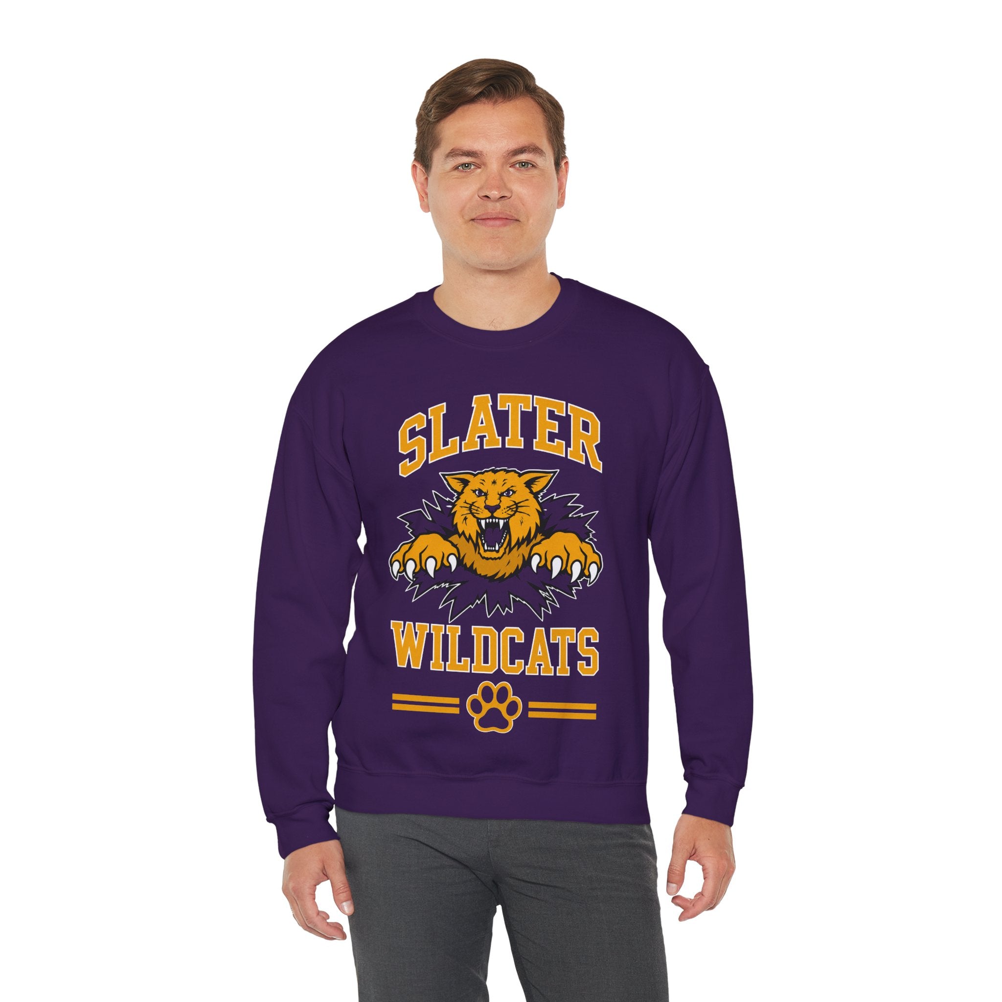 Slater Wildcats Purple & Gold Crewneck Sweatshirt | School Spirit Pullover | Cr8tive Designs