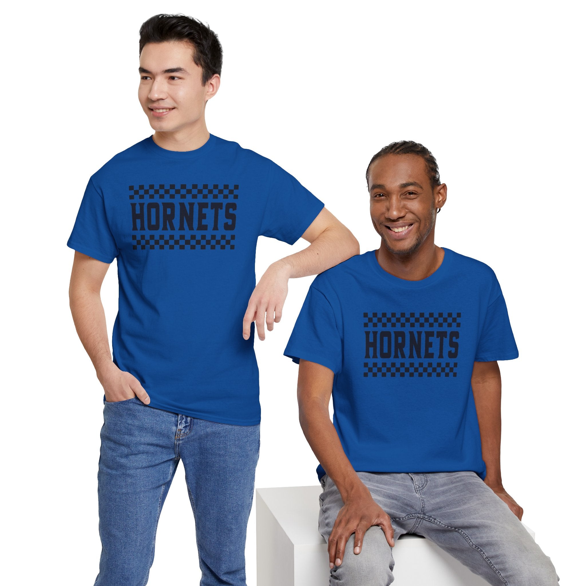 Checkered Hornets Adult T-Shirt | School Spirit Mascot Tee | Cr8tive Designs