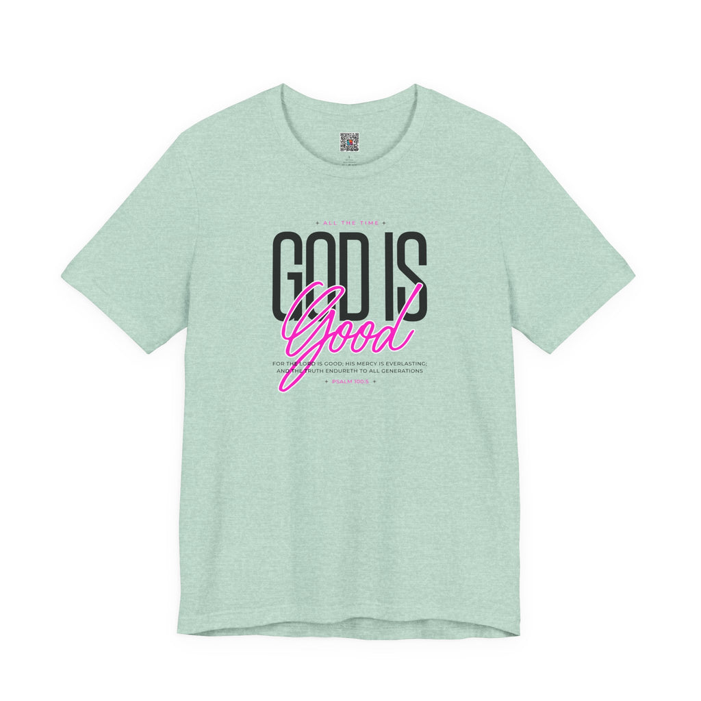God Is Good T-Shirt | Faith Christian Tee with Pink Script | Cr8tive Designs