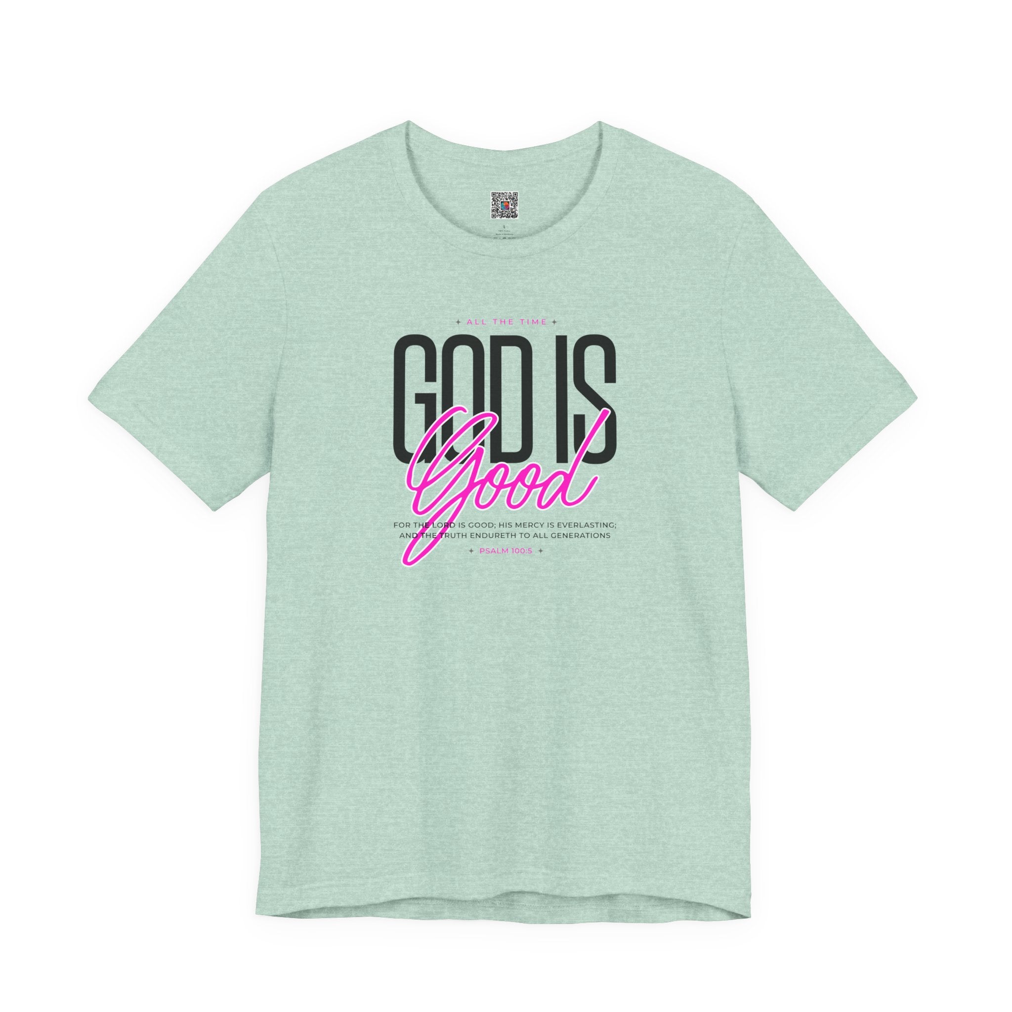 God Is Good T-Shirt | Faith Christian Tee with Pink Script | Cr8tive Designs