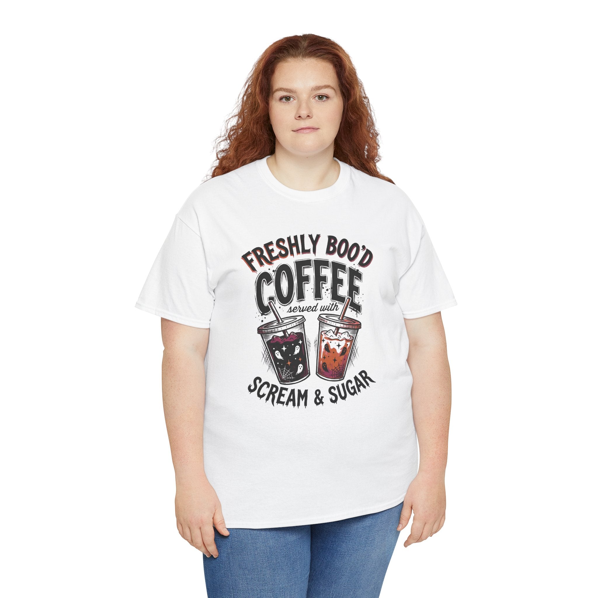 Freshly Boo'd Coffee Tee | Spooky Scream & Sugar Graphic T-Shirt | Cr8tive Designs