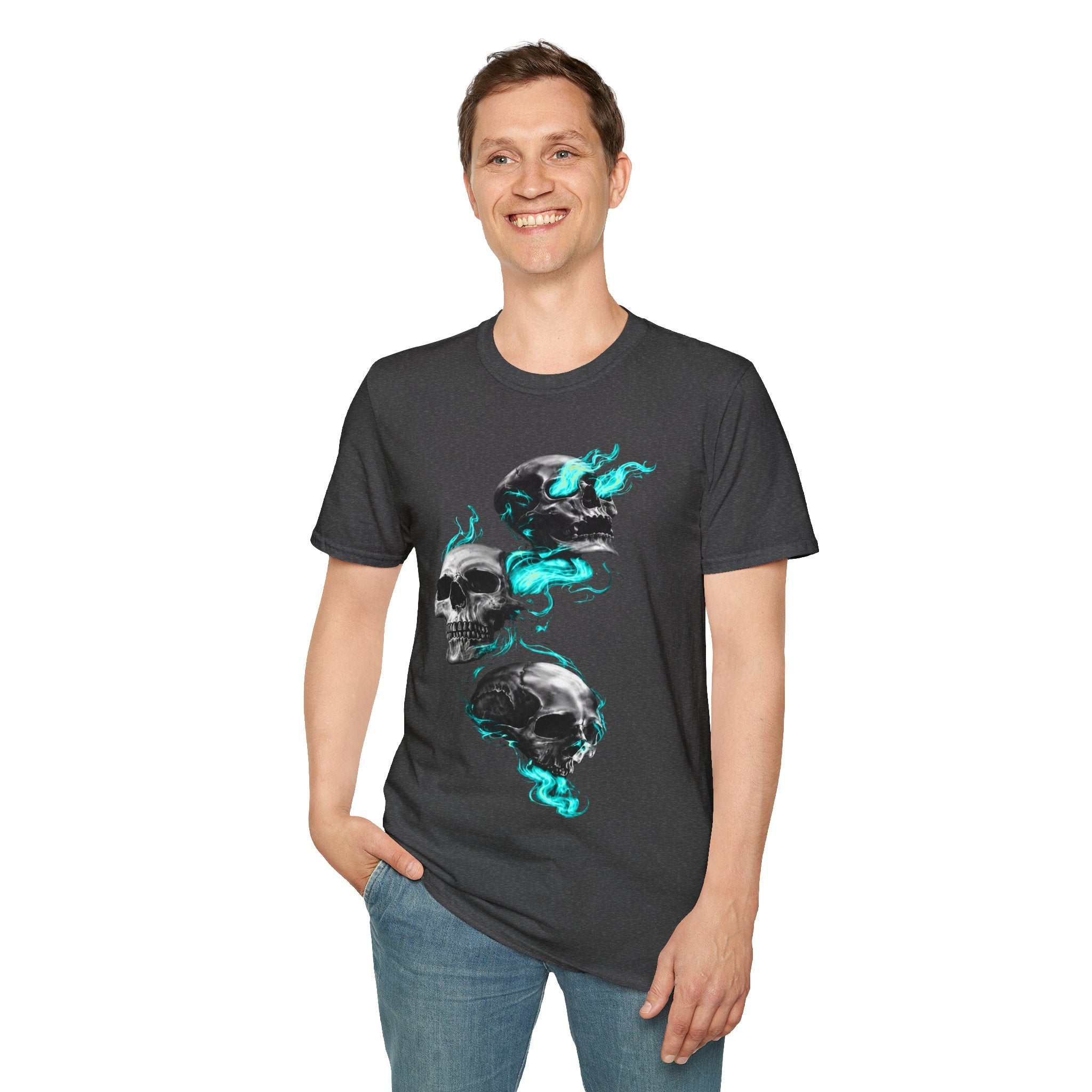 Teal Flame Skulls T-Shirt | Cr8tive Designs