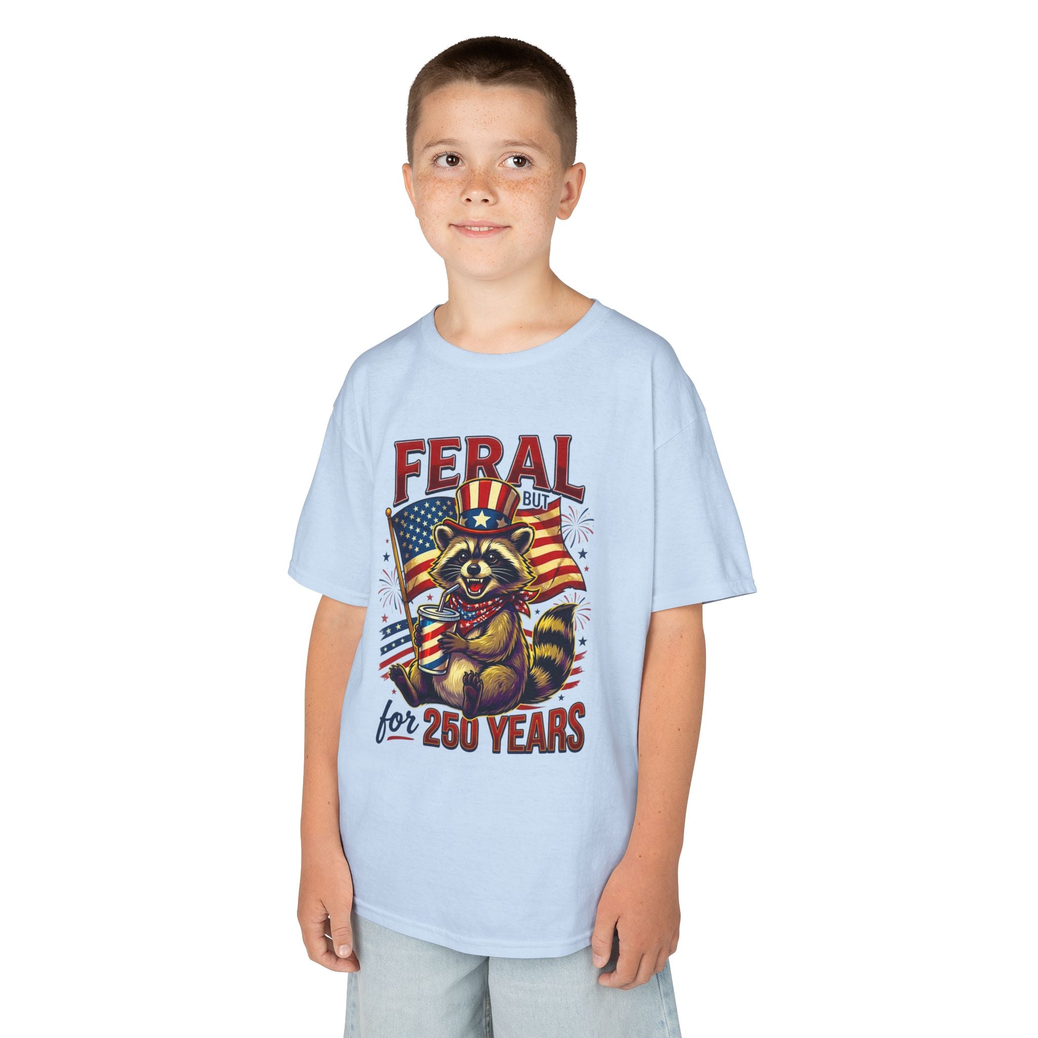 Kids Feral for 250 Years Tee | Patriotic Wildlife Graphic Design | Cr8tive Designs