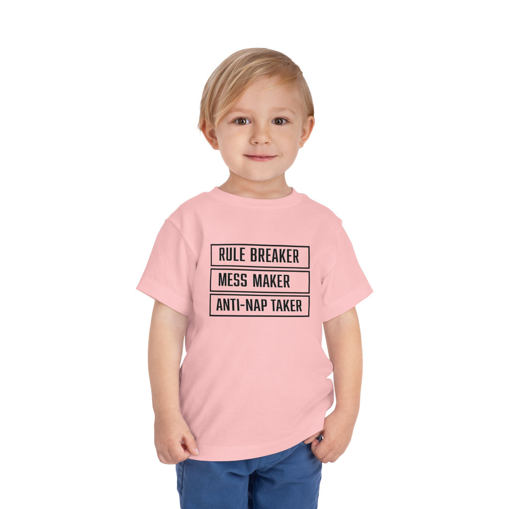 Rule Breaker Mess Maker Toddler Tee | Funny Anti-Nap Kids T-Shirt | Cr8tive Designs