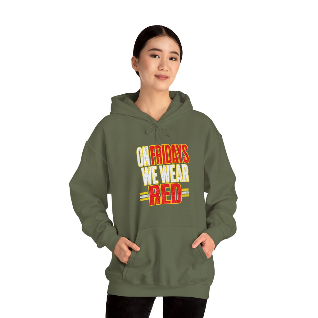 On Fridays We Wear Red | Distressed Football Fan Hoodie | Cr8tive Designs