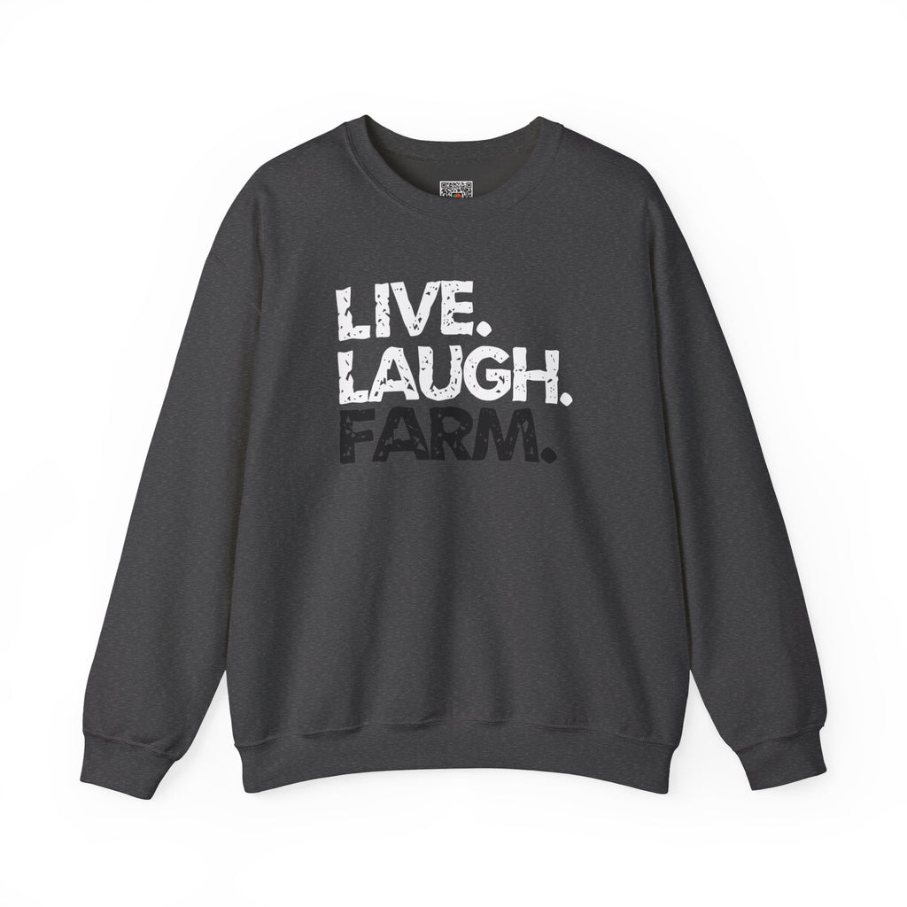 Live Laugh Farm Sweatshirt | Rustic Country Crewneck | Cr8tive Designs