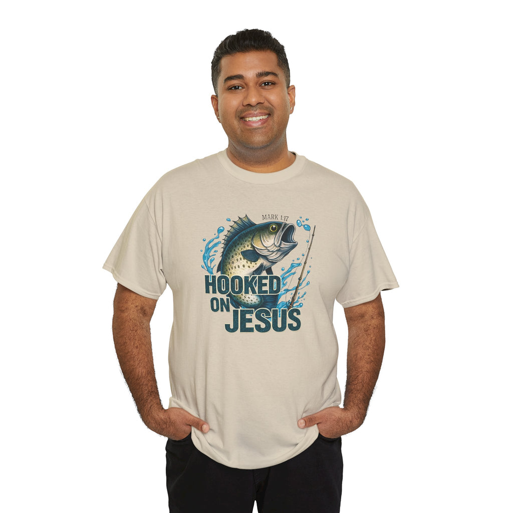 Hooked on Jesus Fishing T‑Shirt /Cr8tive Designs