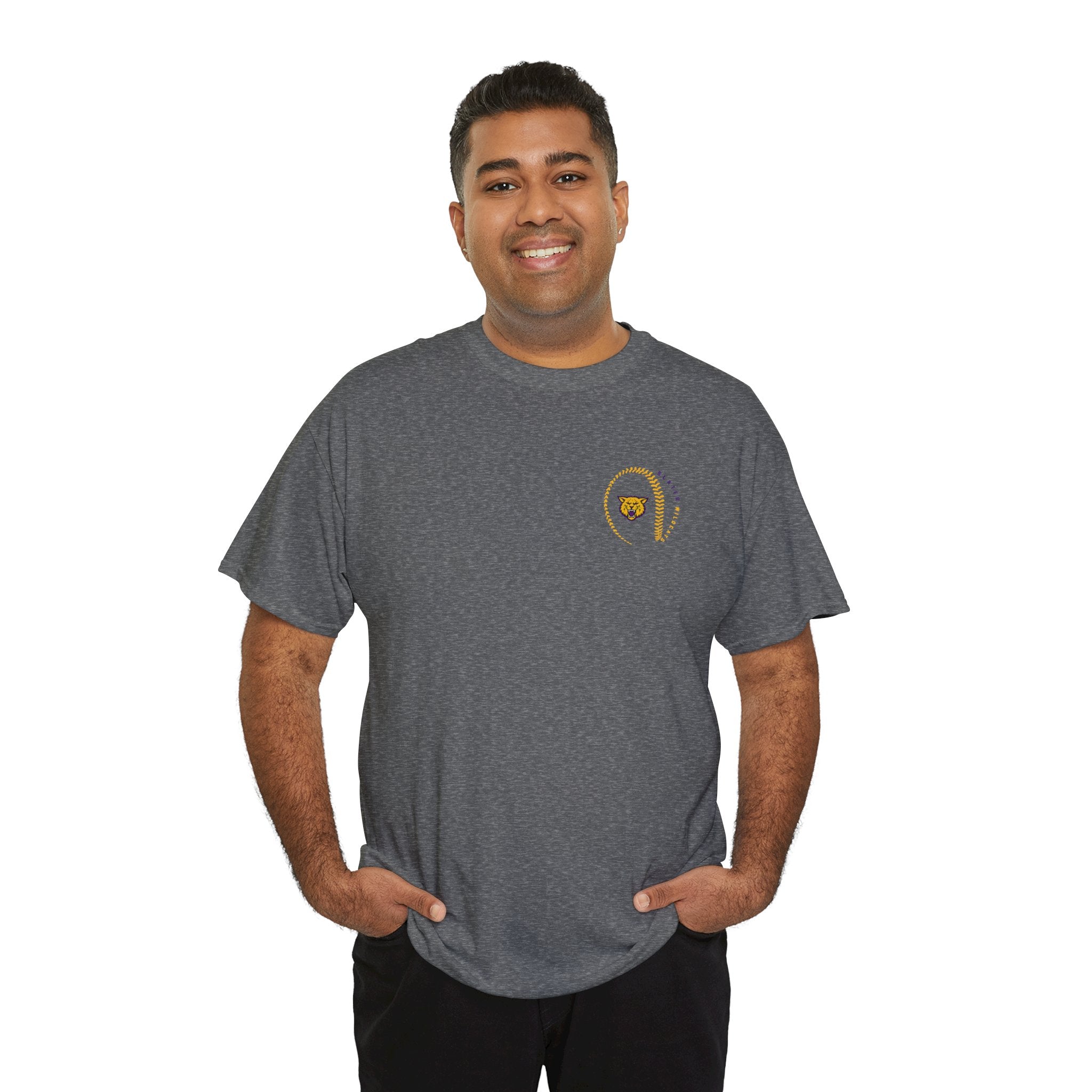 Slater Wildcats Baseball Pocket Logo | Purple and Gold School Spirit T-Shirt | Cr8tive Designs