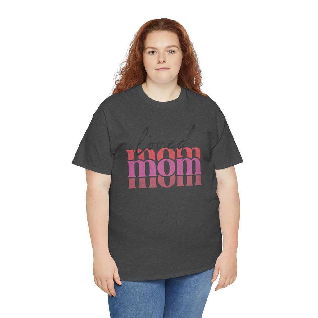 LOVED MOM GRAPHIC T-SHIRT | INSPIRATIONAL MOTHERHOOD TEE | STACKED RETRO DESIGN | CR8TIVE DESIGNS