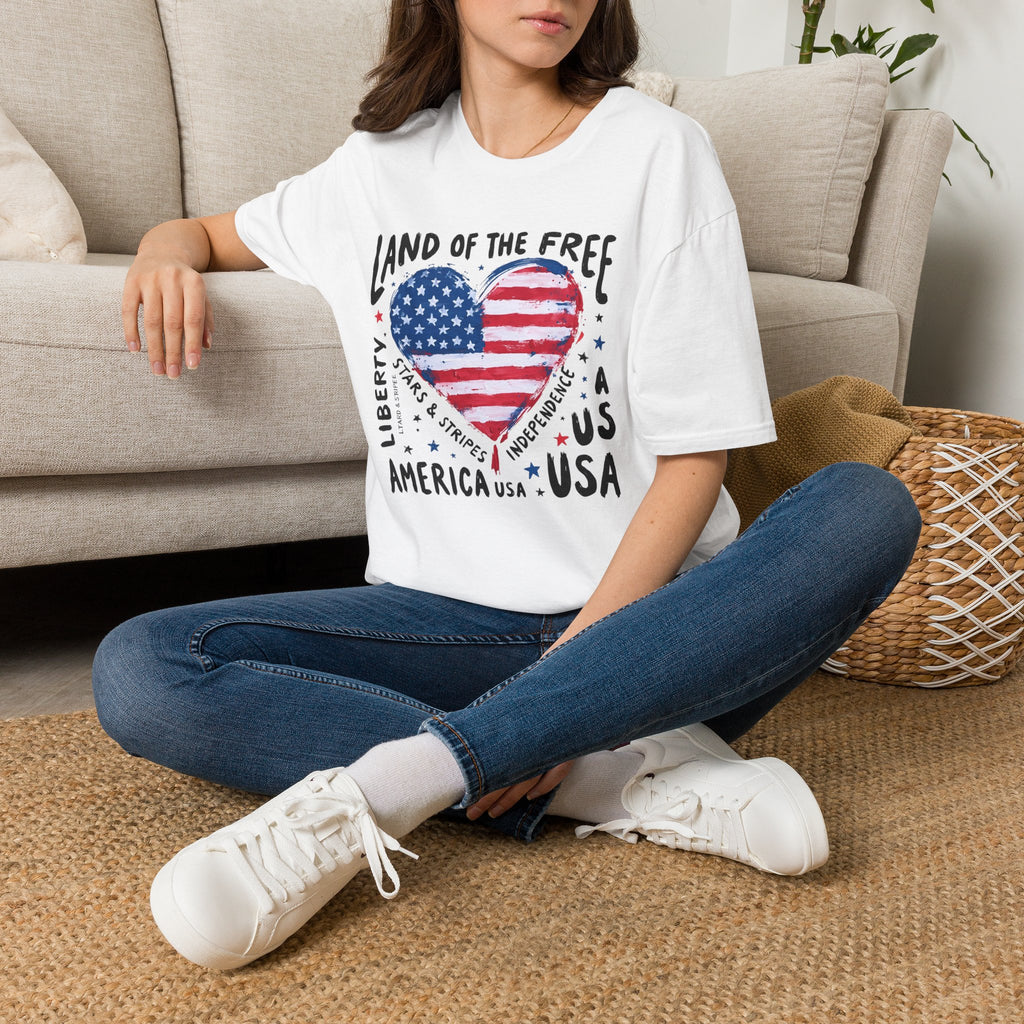 Land of the Free | Patriotic Heart Flag Design | Cr8tive Designs