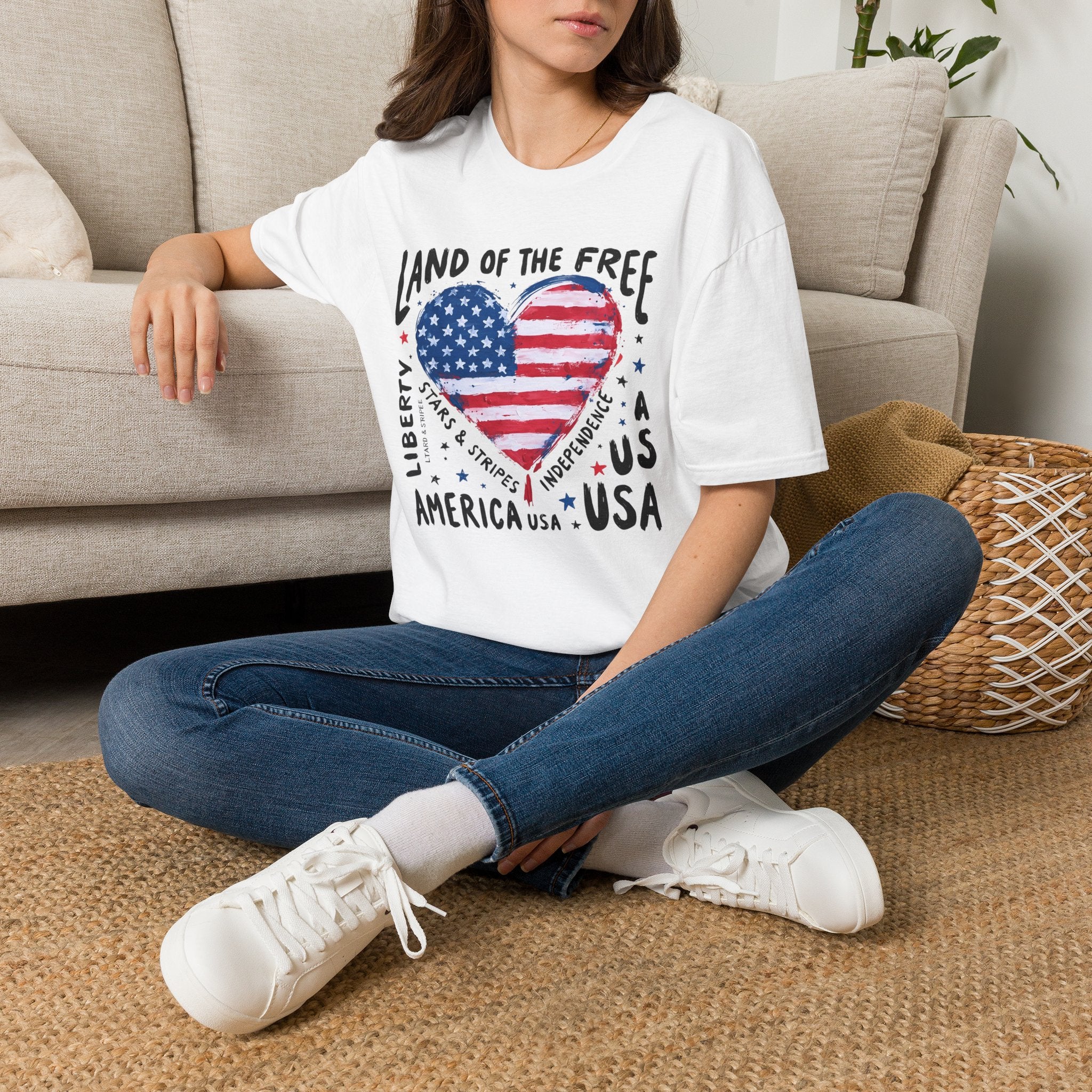 Land of the Free | Patriotic Heart Flag Design | Cr8tive Designs