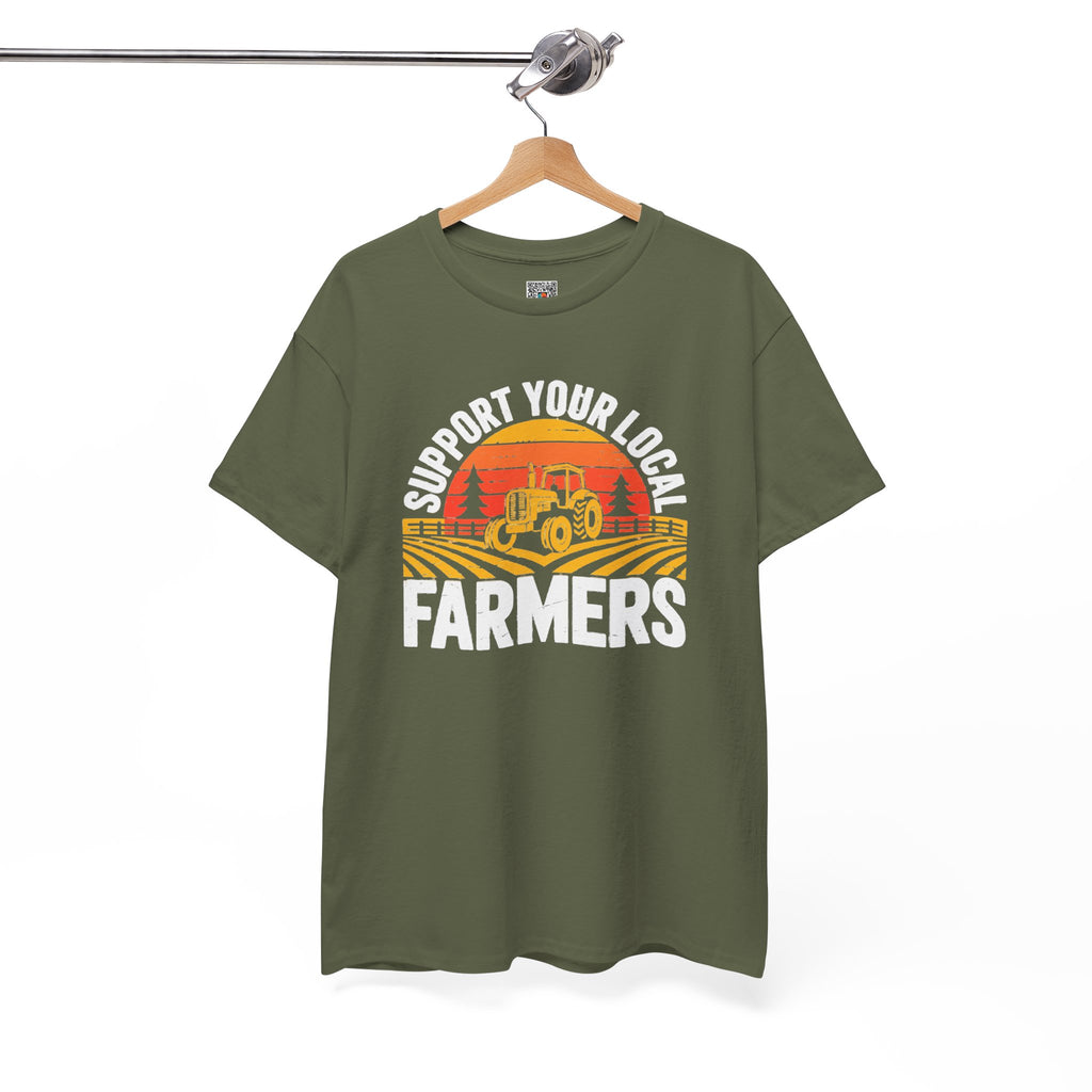 Support Your Local Farmers T-Shirt | Retro Tractor Sunset Graphic Tee | Cr8tive Designs