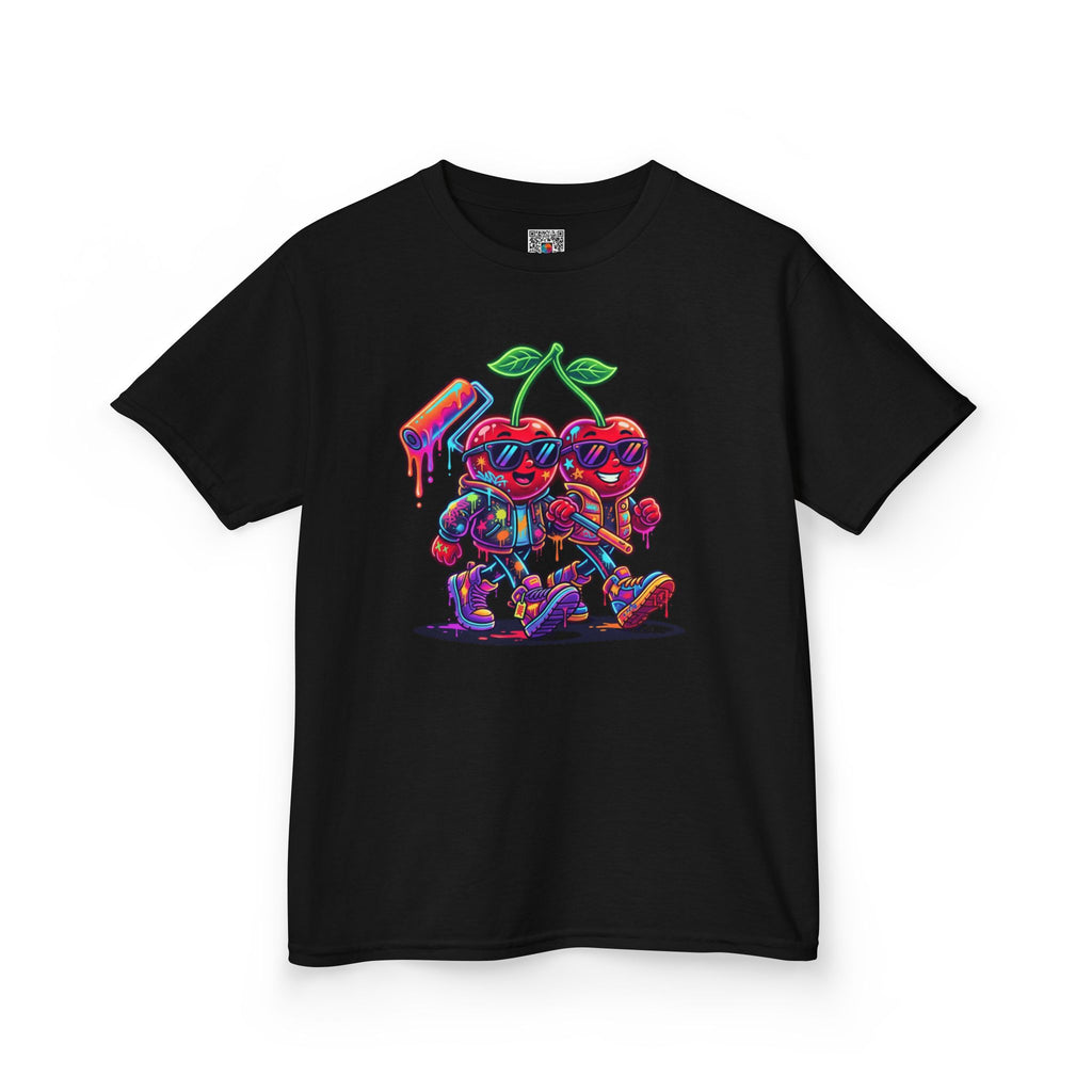 Kids Cherry Squad Graphic Tee | Colorful Retro Gamer Fruit | Cr8tive Designs
