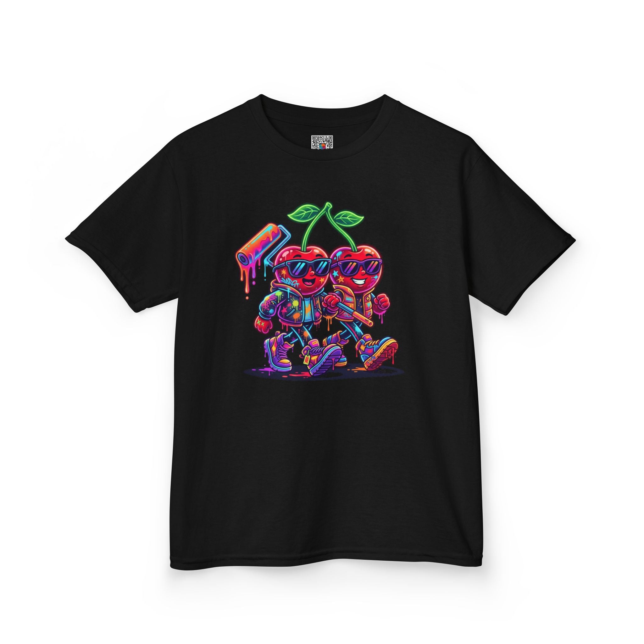 Kids Cherry Squad Graphic Tee | Colorful Retro Gamer Fruit | Cr8tive Designs