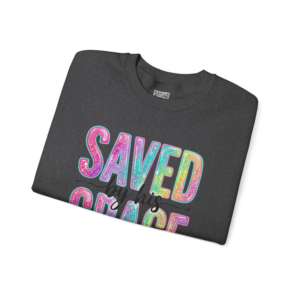Saved by Grace Sweatshirt – Christian Faith Graphic Crewneck | Inspirational Religious Pullover | Cr8tive Designs
