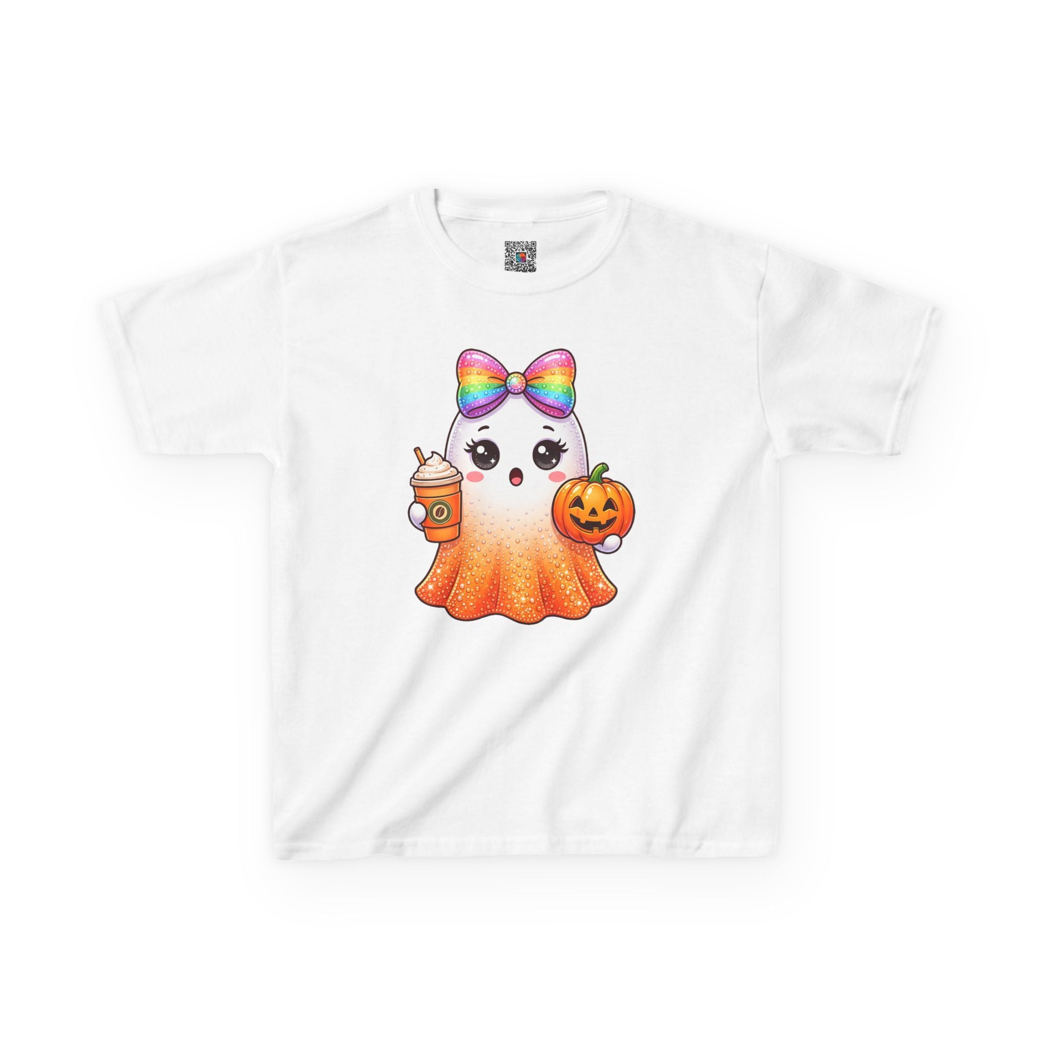 Glitter Pumpkin Ghost T-Shirt | Halloween Kids Graphic Tee | Cr8tive Designs