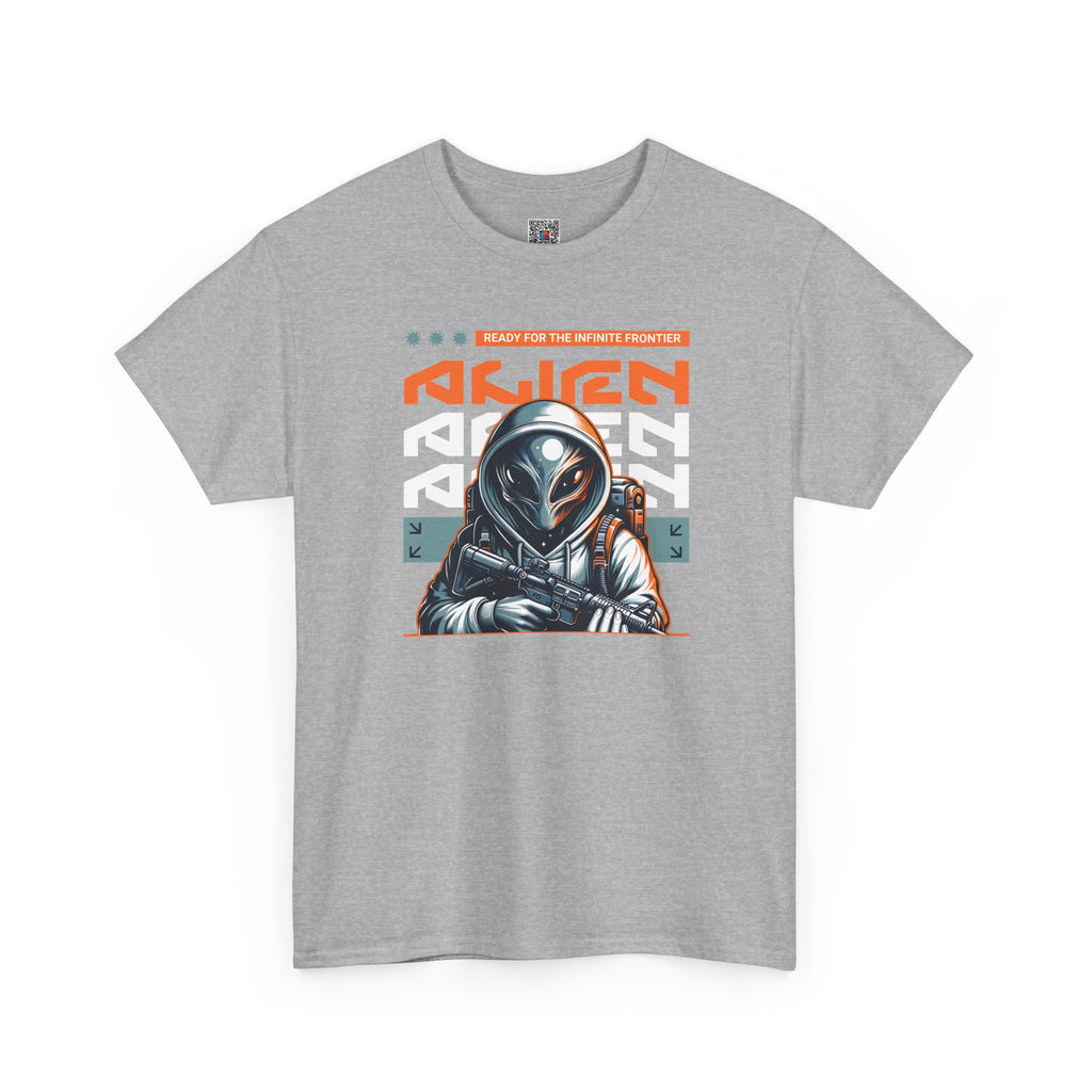 Alien Ready for the Infinite Frontier T-Shirt | Futuristic Space Soldier Graphic Tee | Cr8tive Designs