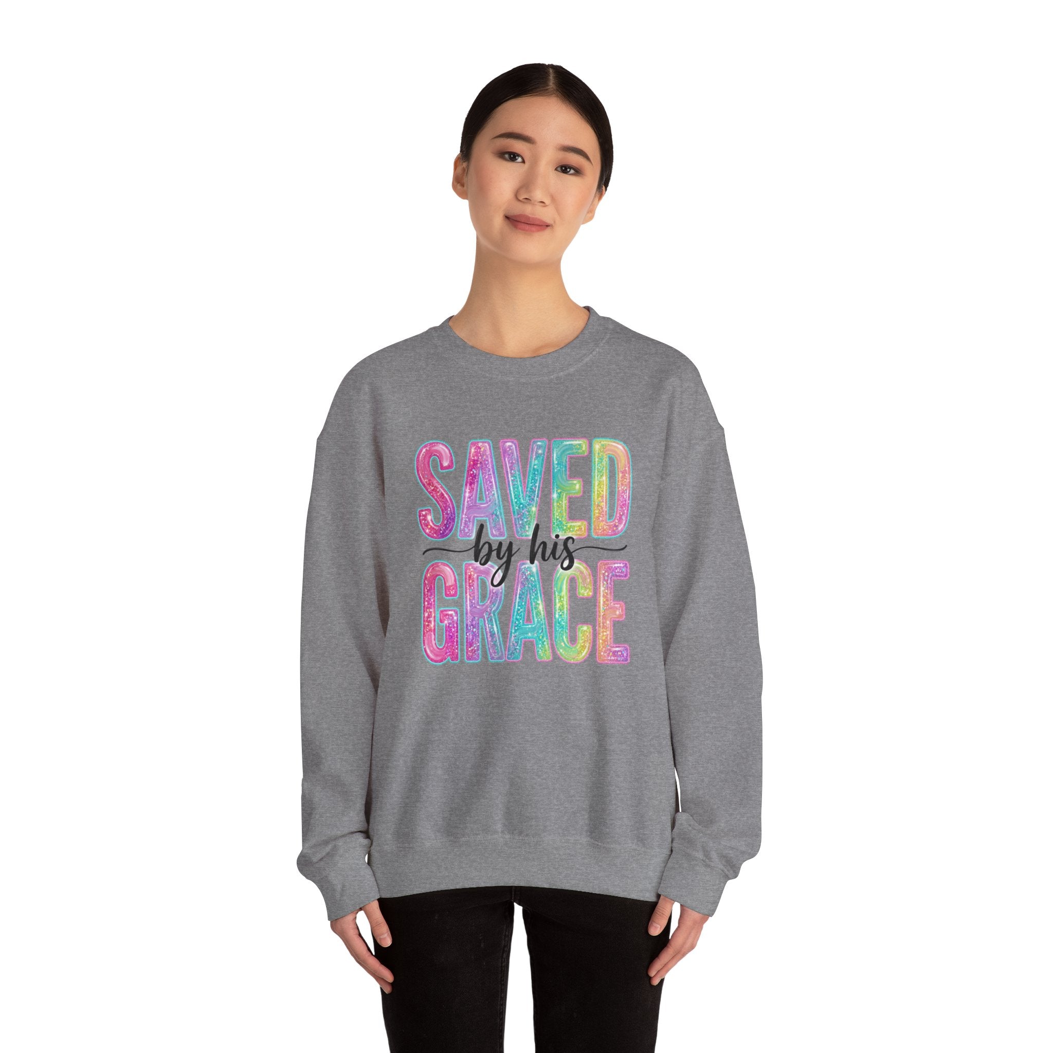Saved by Grace Sweatshirt – Christian Faith Graphic Crewneck | Inspirational Religious Pullover | Cr8tive Designs