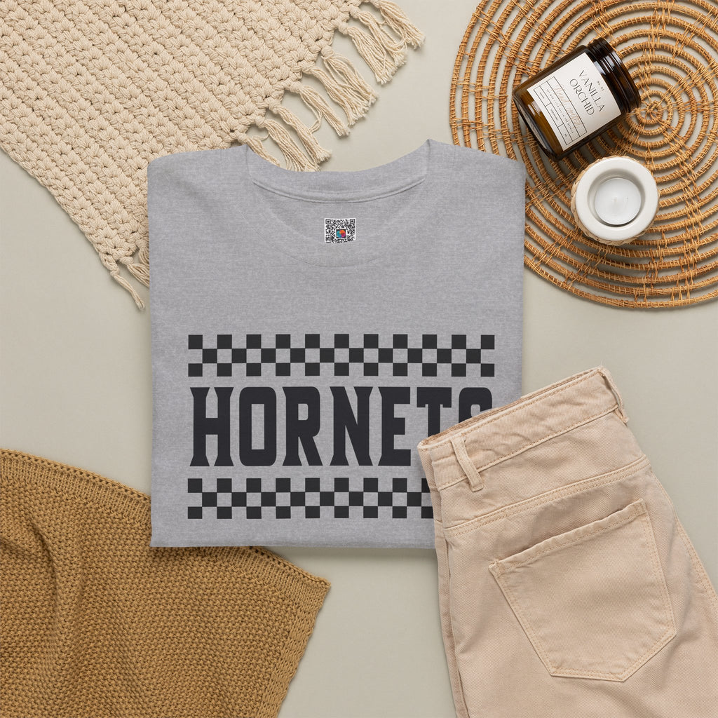 Checkered Hornets Adult T-Shirt | School Spirit Mascot Tee | Cr8tive Designs