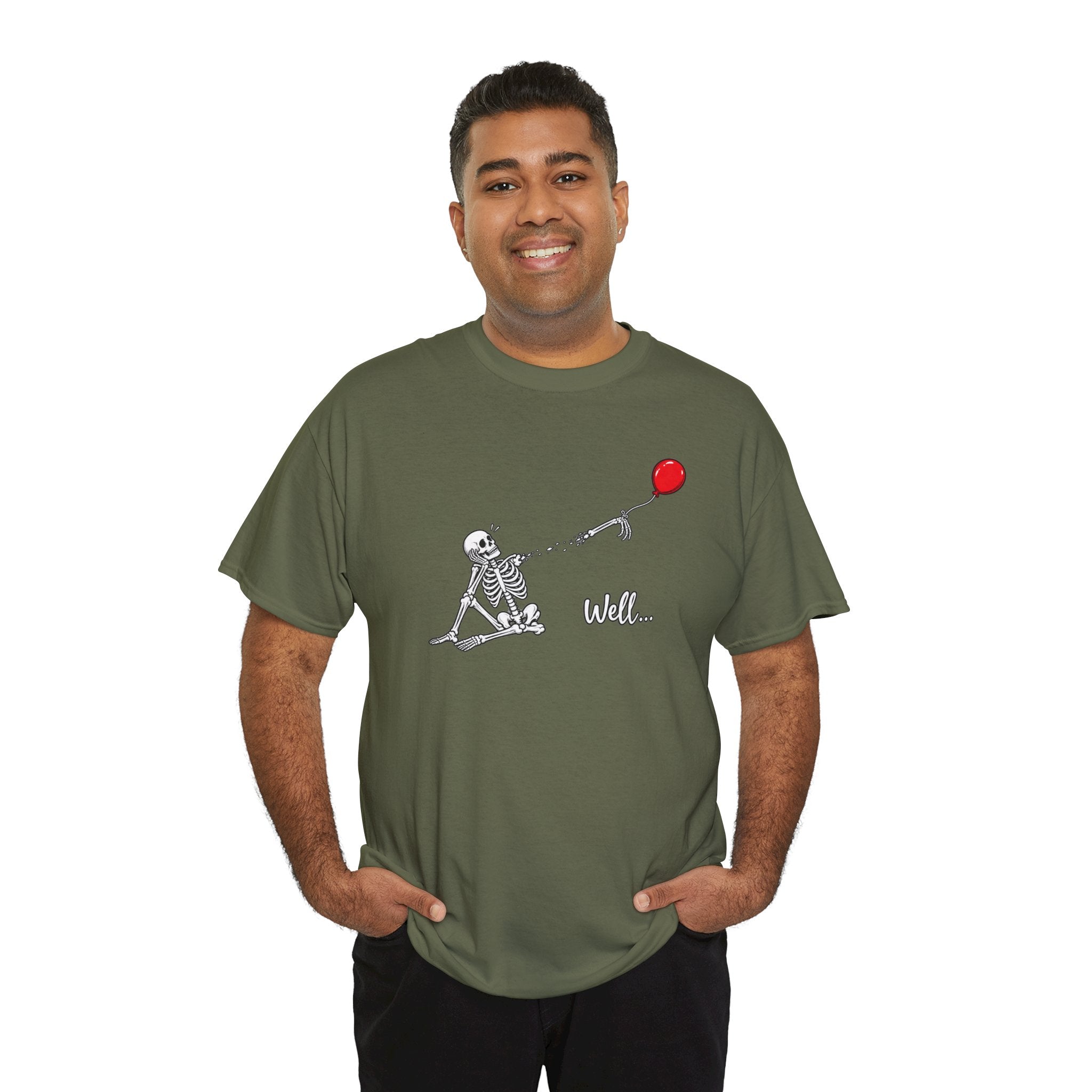 Well... Skeleton Red Balloon Graphic T-Shirt | Funny Dark Humor Tee | Cr8tive Designs