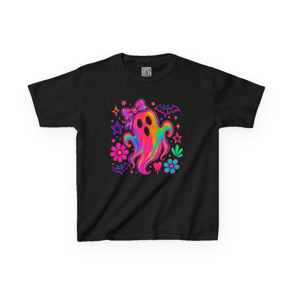 Rainbow Psychedelic Ghost Kids Tee | Bright Neon Halloween T-Shirt | Cr8tive Designs