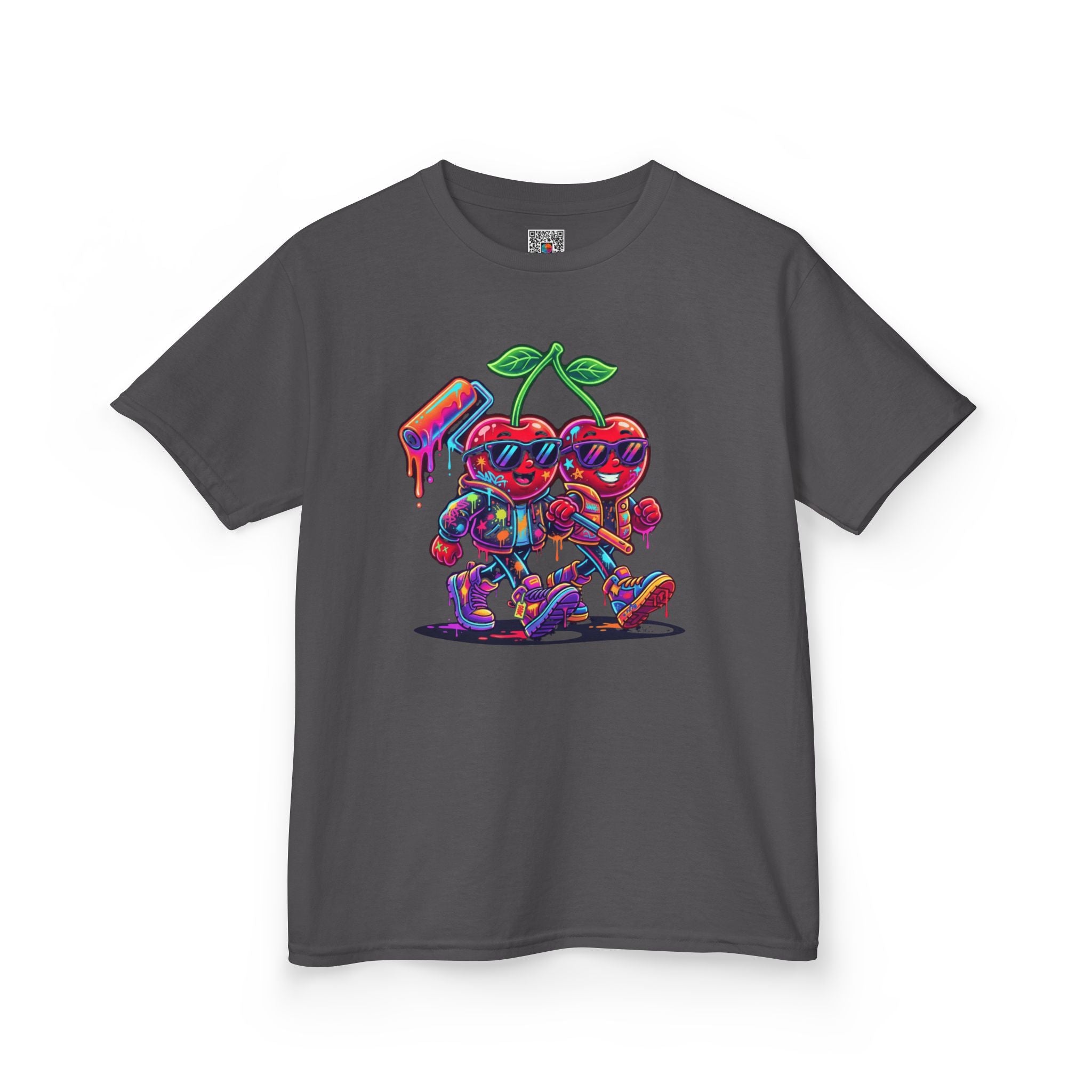 Kids Cherry Squad Graphic Tee | Colorful Retro Gamer Fruit | Cr8tive Designs