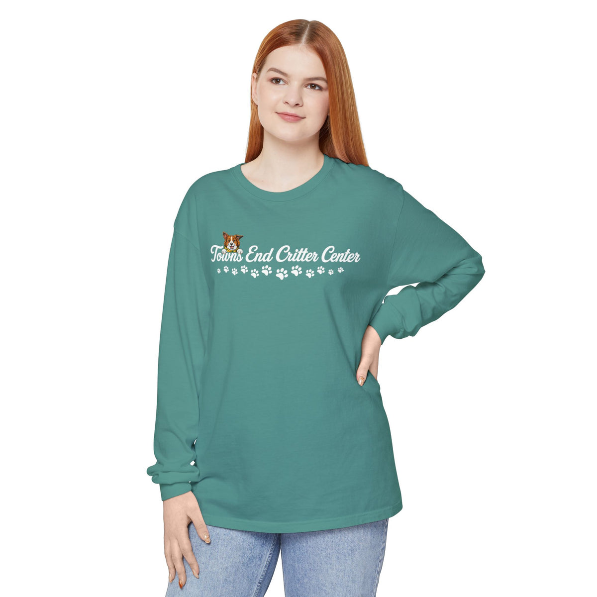 Towns End Critter Center Adult Long Sleeve T-Shirt | Custom Pet Boarding & Grooming Graphic Tee | Cr8tive Designs