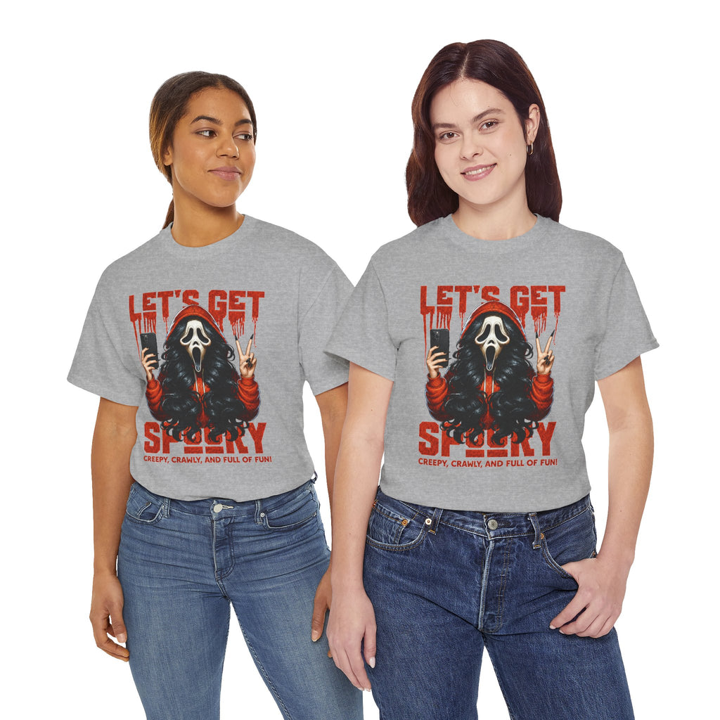 Let's Get Spooky Ghostface Selfie T-Shirt | Halloween Horror Graphic Tee | Cr8tive Designs