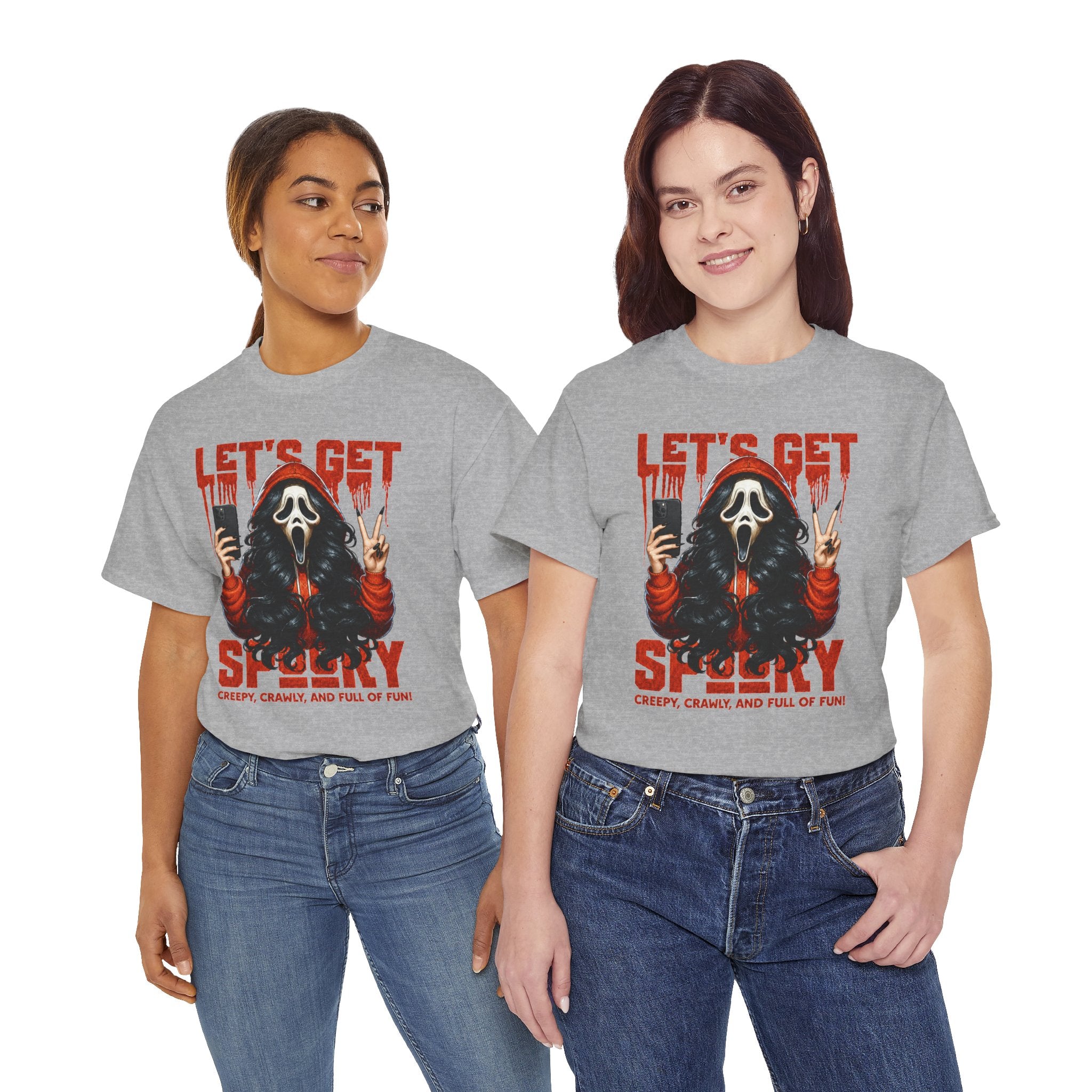Let's Get Spooky Ghostface Selfie T-Shirt | Halloween Horror Graphic Tee | Cr8tive Designs