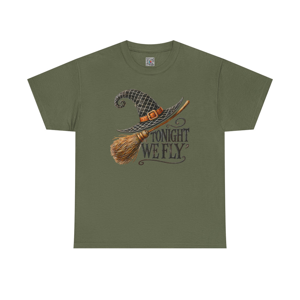 "Tonight We Fly" Witch Broom Tee | Vintage Halloween Graphic T-Shirt | Cr8tive Designs