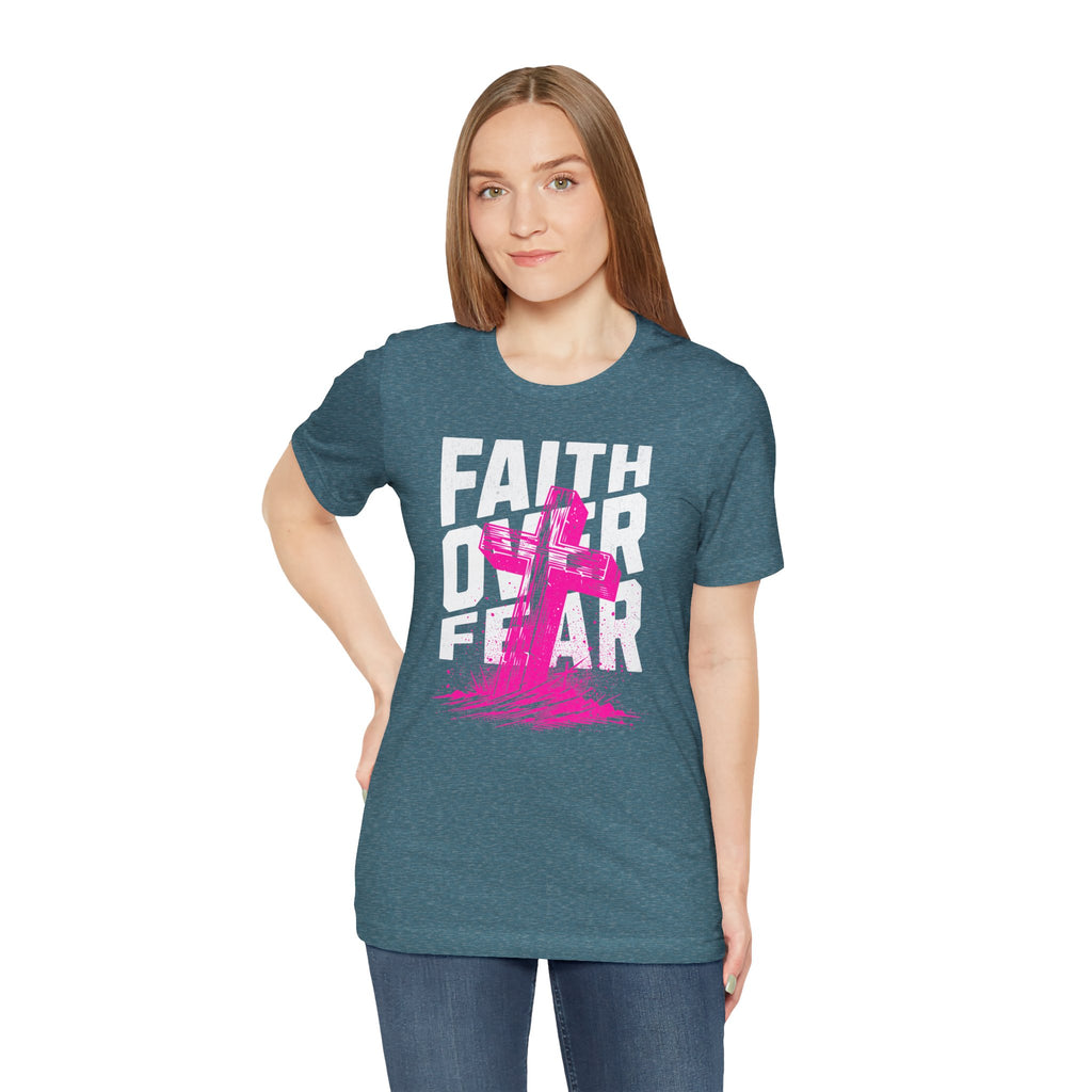 Faith Over Fear T-Shirt | Pink Cross Christian Tee | Cr8tive Designs